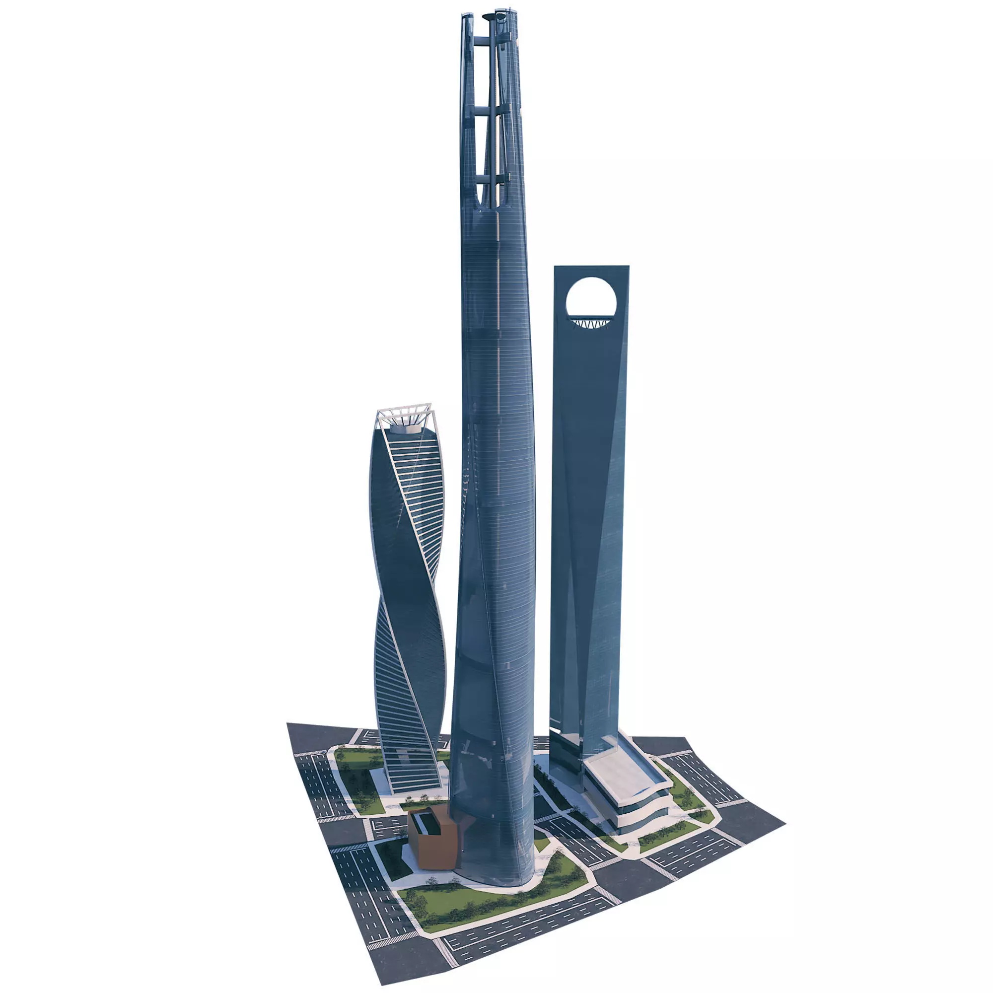 Futuristic Skyscraper High Poly Architectural 3D Model Low-poly 3D model_0
