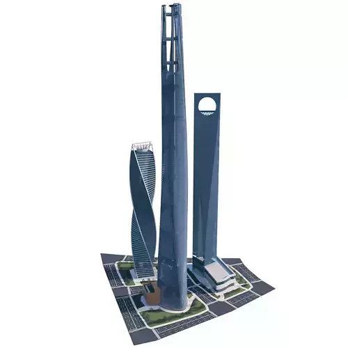Futuristic Skyscraper High Poly Architectural 3D Model Low-poly 3D model