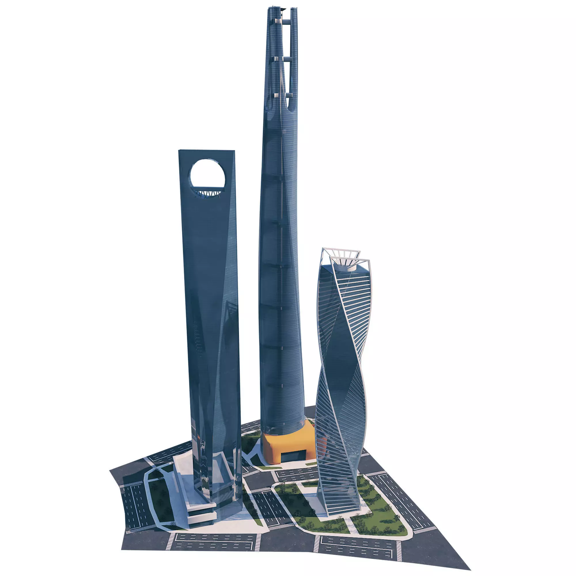 Futuristic Skyscraper High Poly Architectural 3D Model Low-poly 3D model_1