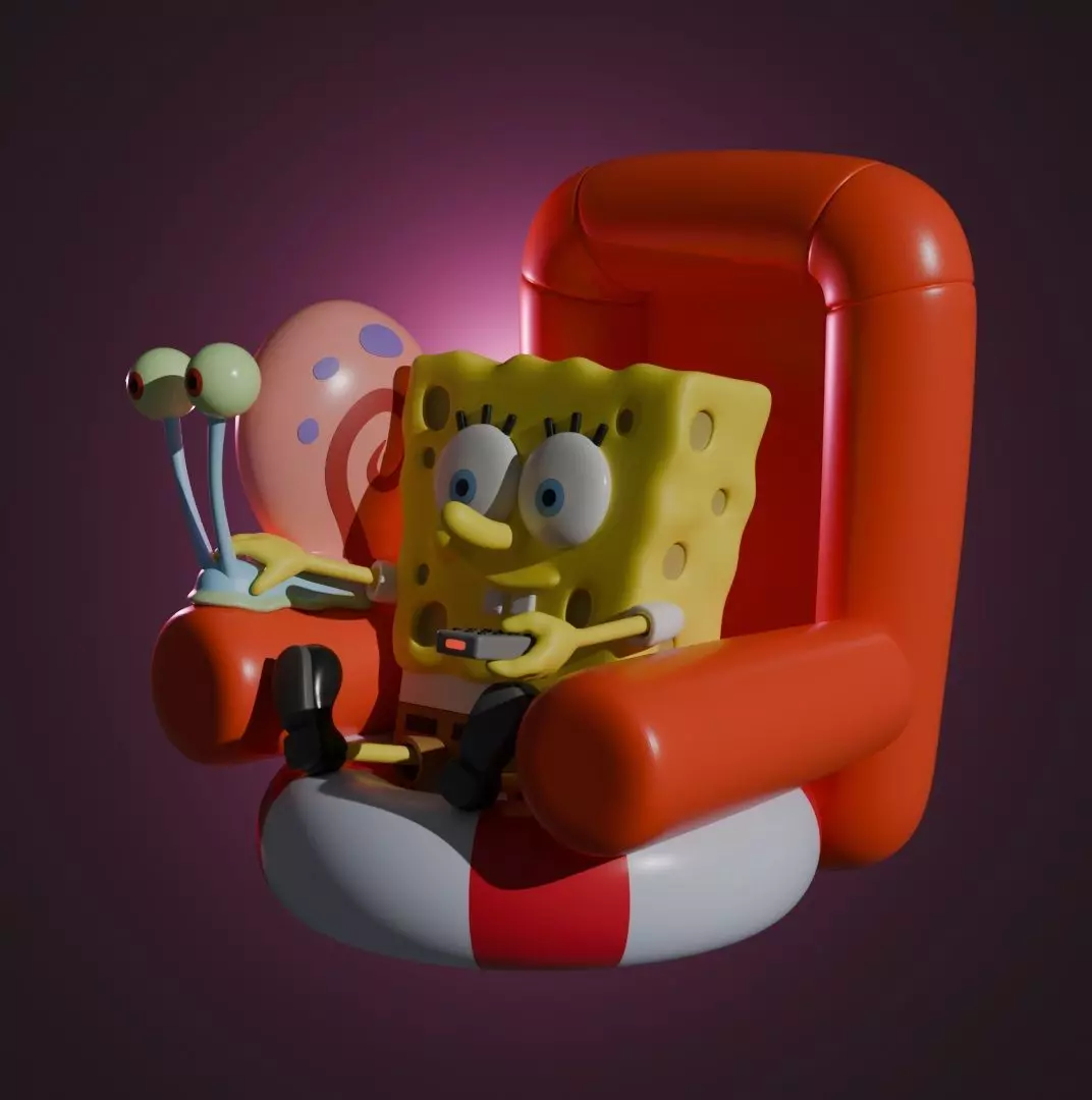 SPONGEBOB AND GARY 3D print model_4