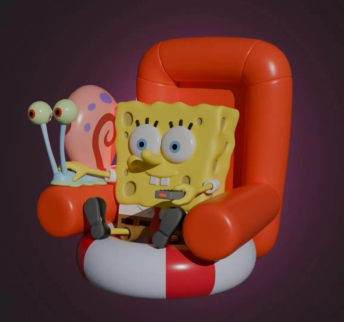 SPONGEBOB AND GARY 3D print model_2