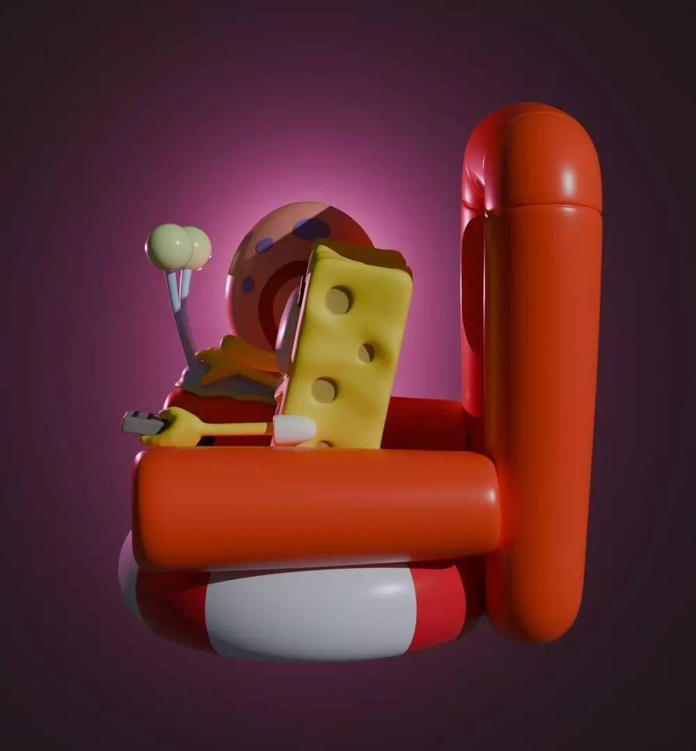 SPONGEBOB AND GARY 3D print model_6