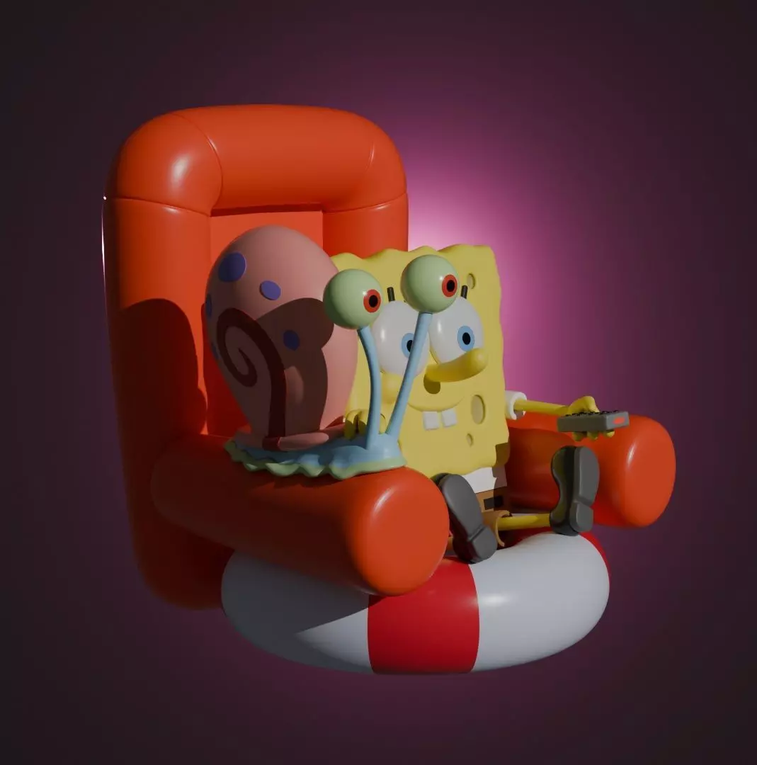 SPONGEBOB AND GARY 3D print model_1