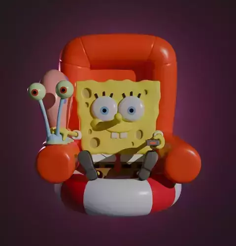 SPONGEBOB AND GARY 3D print model