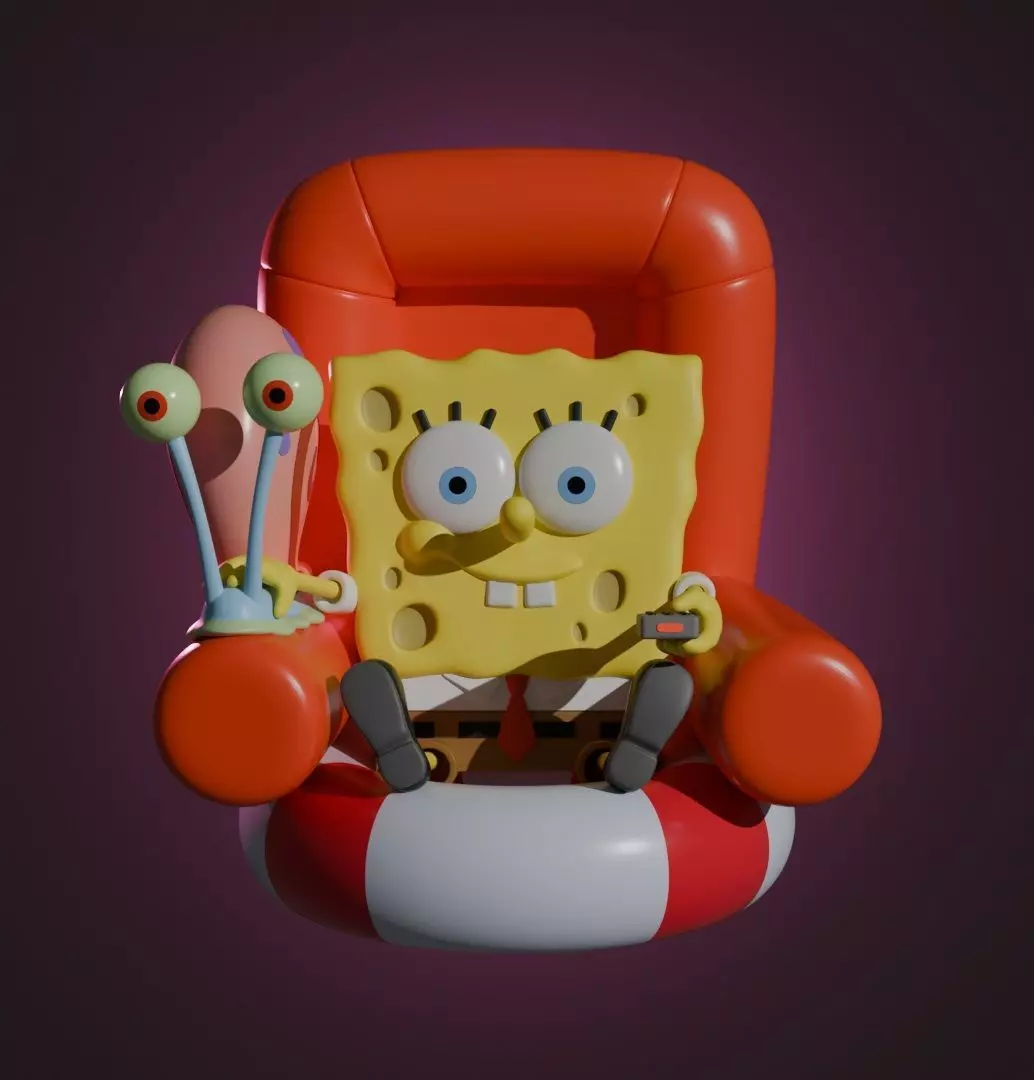 SPONGEBOB AND GARY 3D print model_0