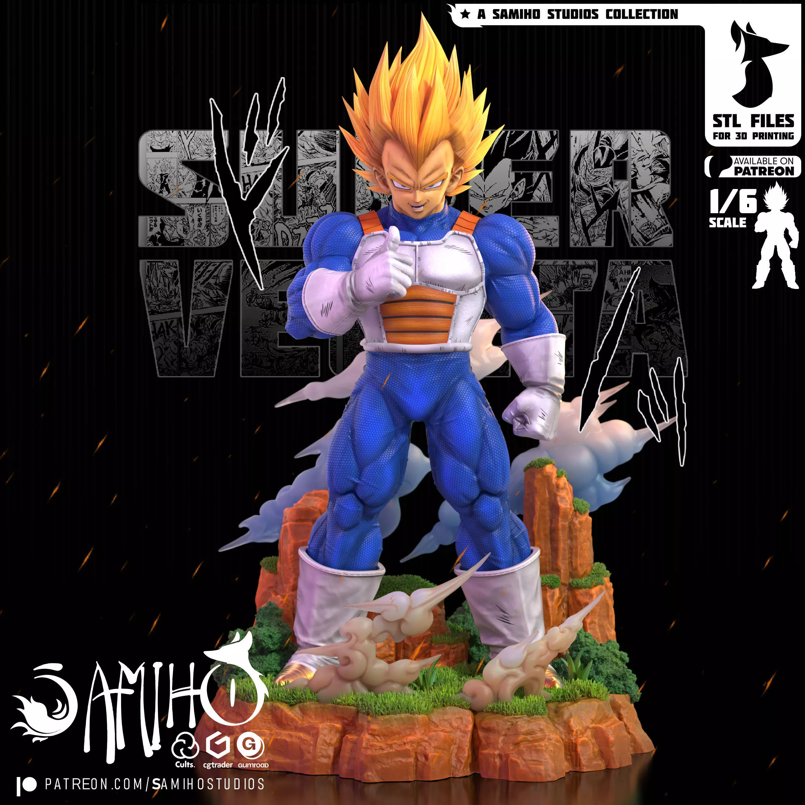 Samiho Studios - Super Vegeta - STLs ready for printing 3D print model_1