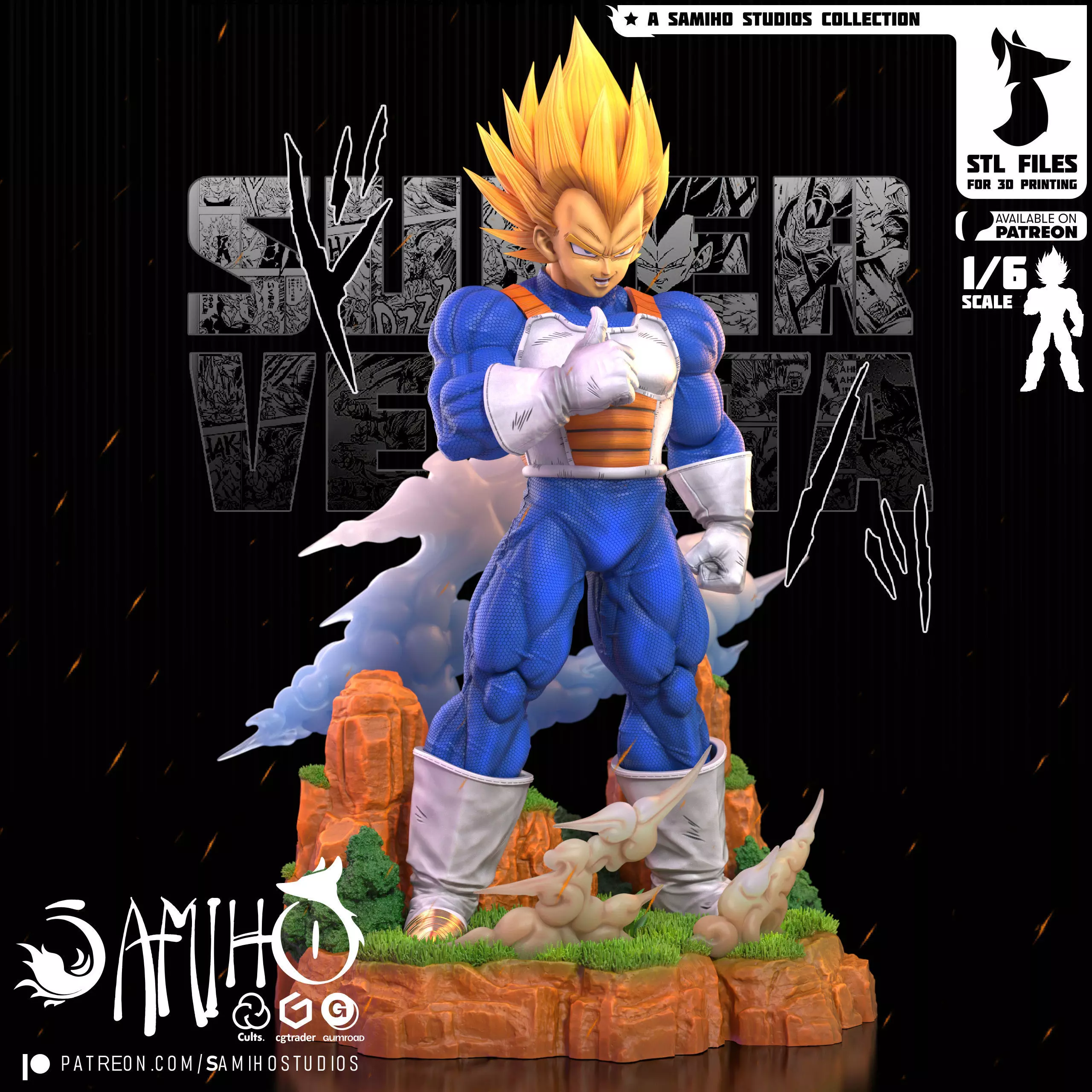 Samiho Studios - Super Vegeta - STLs ready for printing 3D print model_2