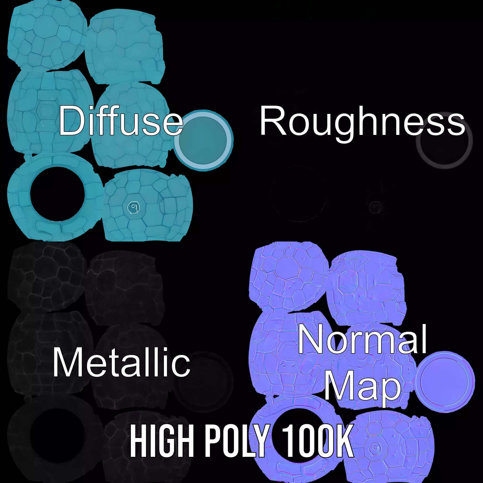 Futuristic Geometric Sphere Model Pack with Neon Glow Low-poly 3D model_4