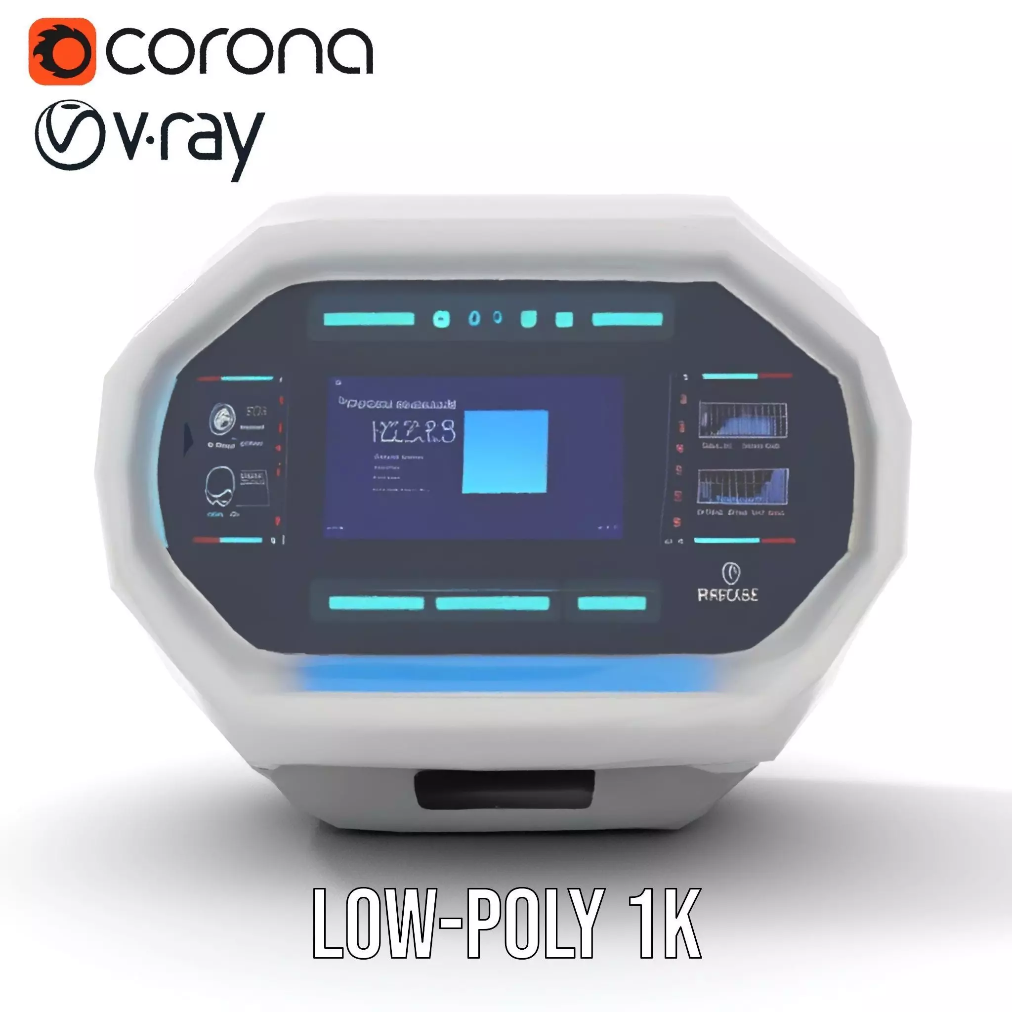 Futuristic Control Panel model pack with interactive display Low-poly 3D model_13