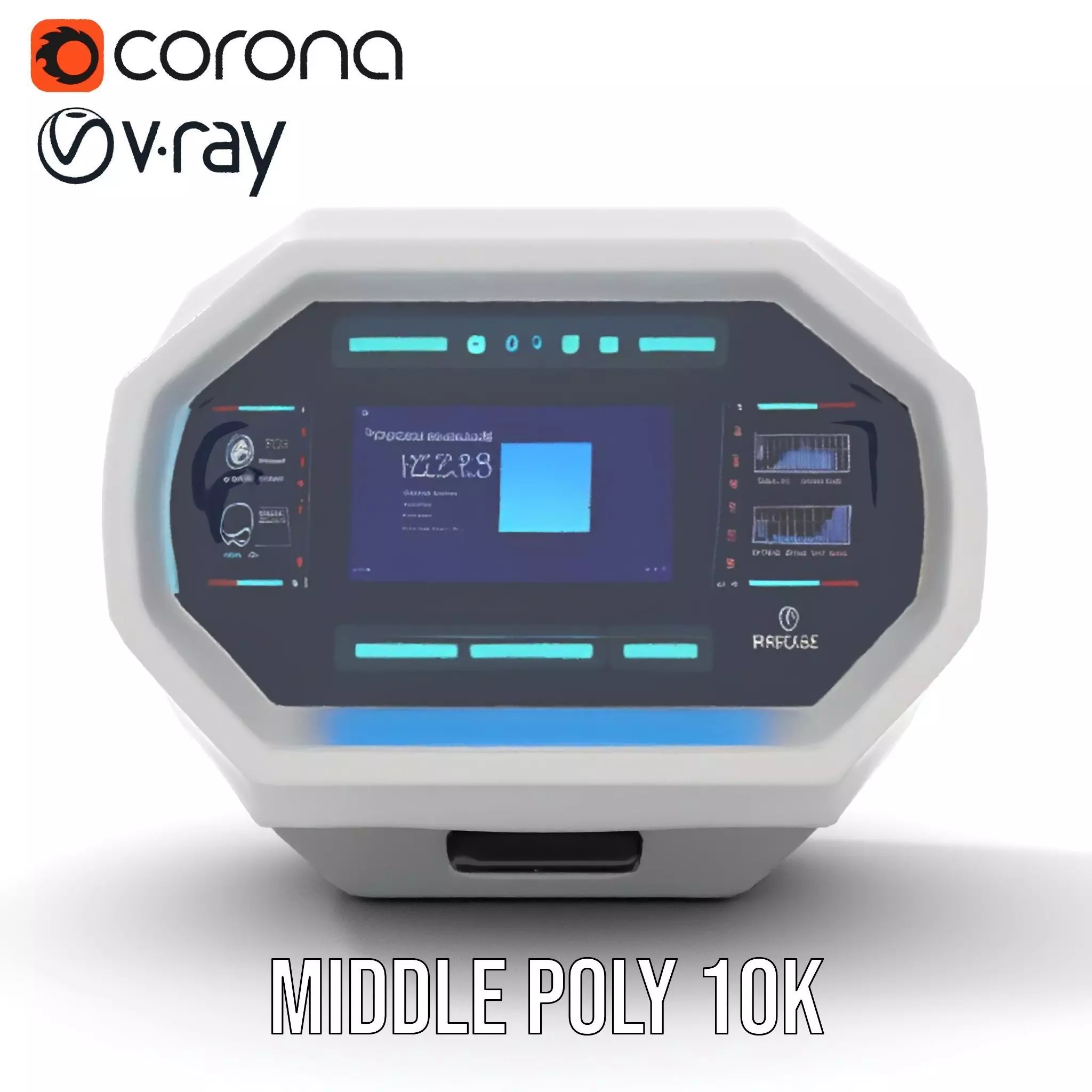 Futuristic Control Panel model pack with interactive display Low-poly 3D model_17