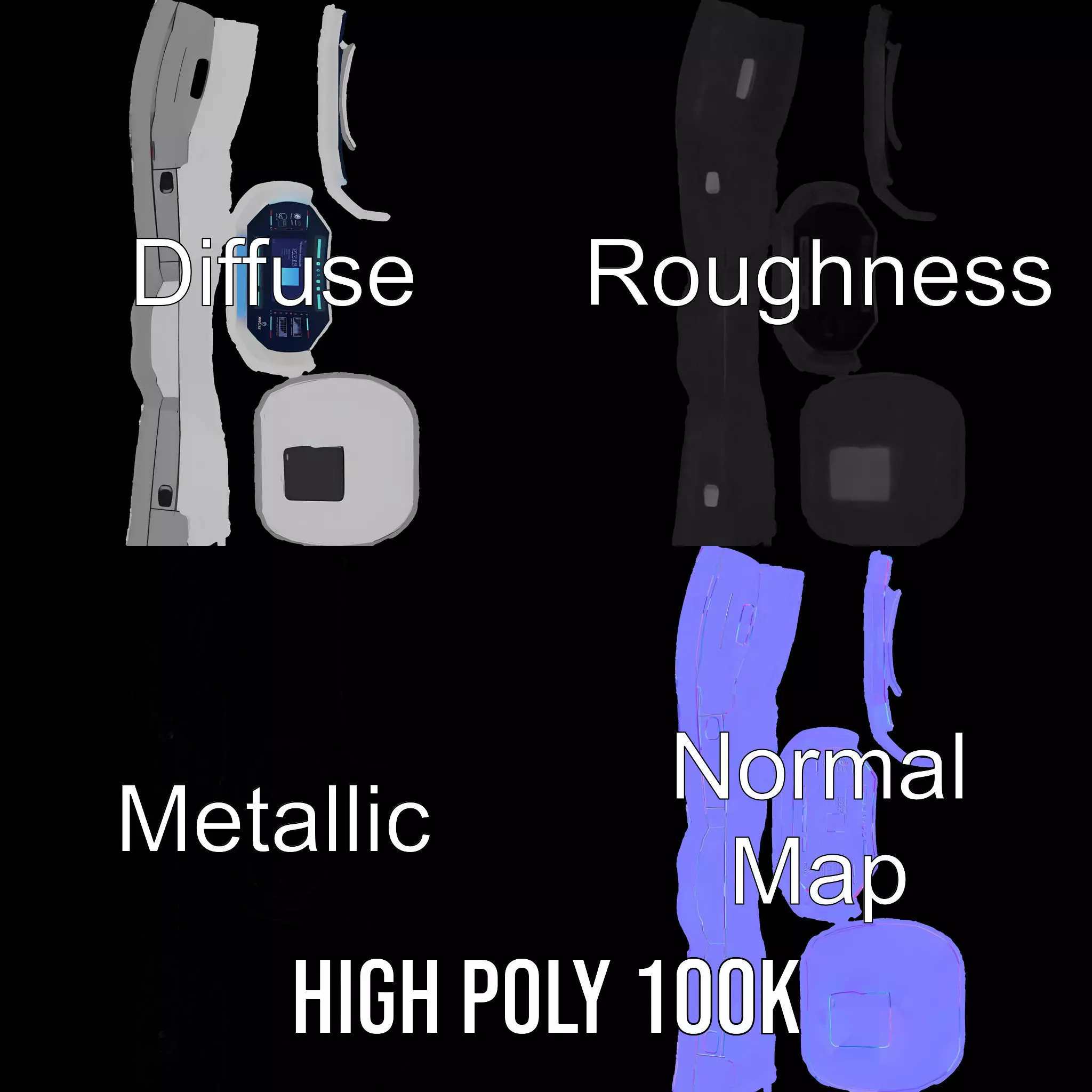 Futuristic Control Panel model pack with interactive display Low-poly 3D model_4