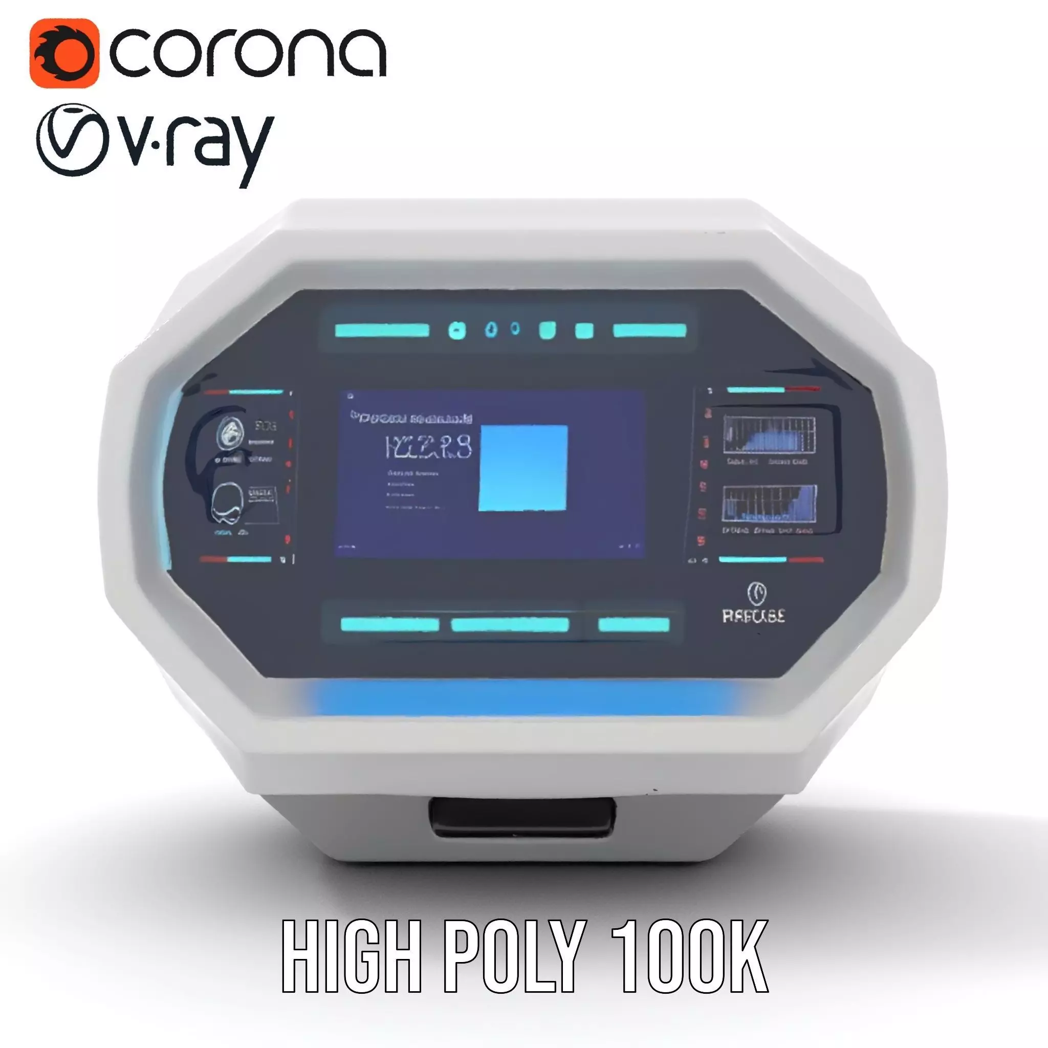 Futuristic Control Panel model pack with interactive display Low-poly 3D model_21