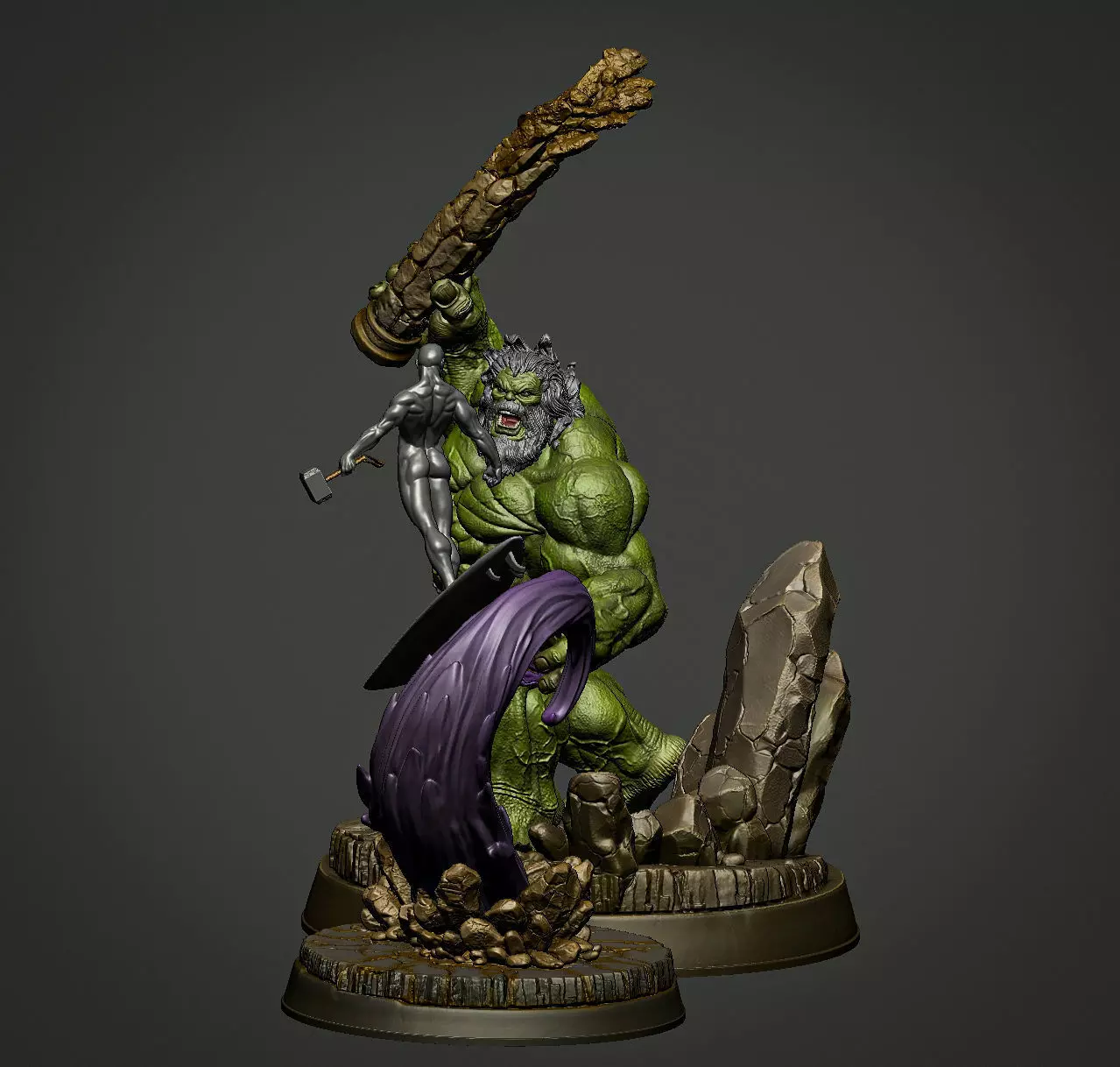 OLD HULK VS SILVER SURFER DIORAMA BY CREATIVE GEEK MB 3D print model_5