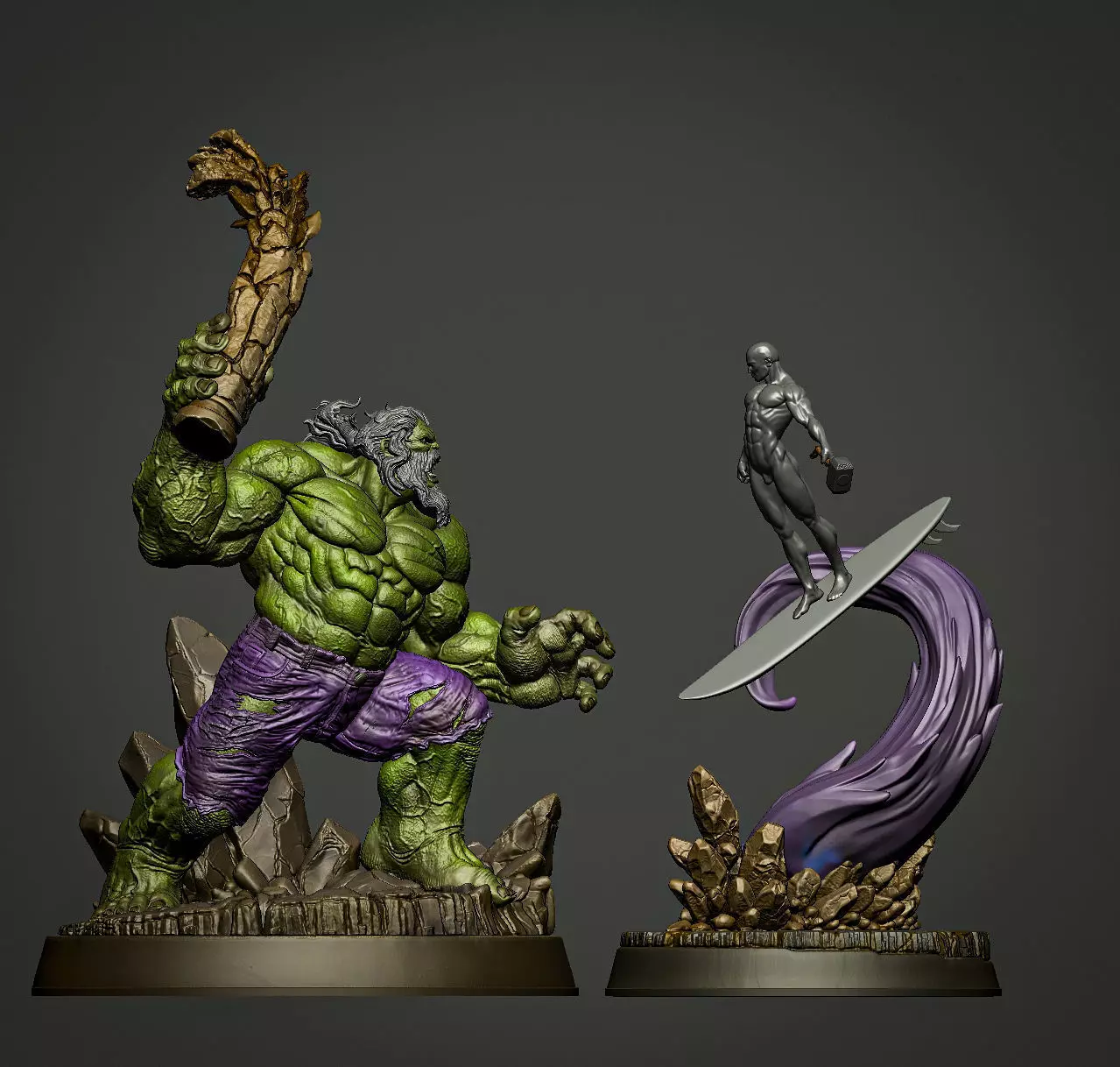 OLD HULK VS SILVER SURFER DIORAMA BY CREATIVE GEEK MB 3D print model_6
