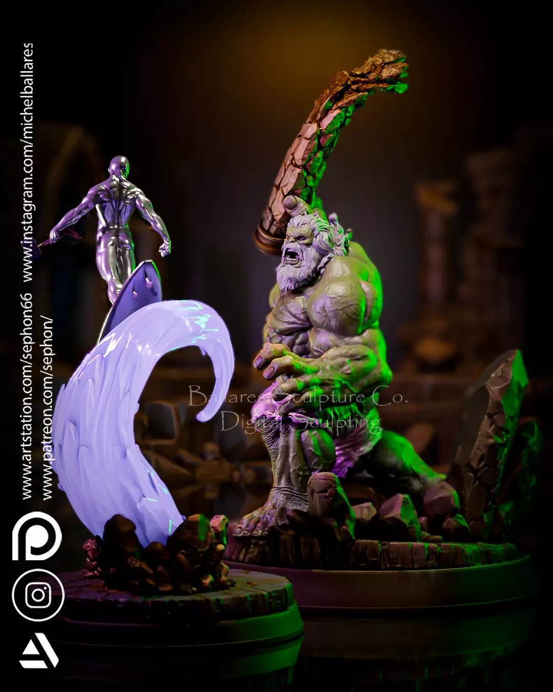 OLD HULK VS SILVER SURFER DIORAMA BY CREATIVE GEEK MB 3D print model_2