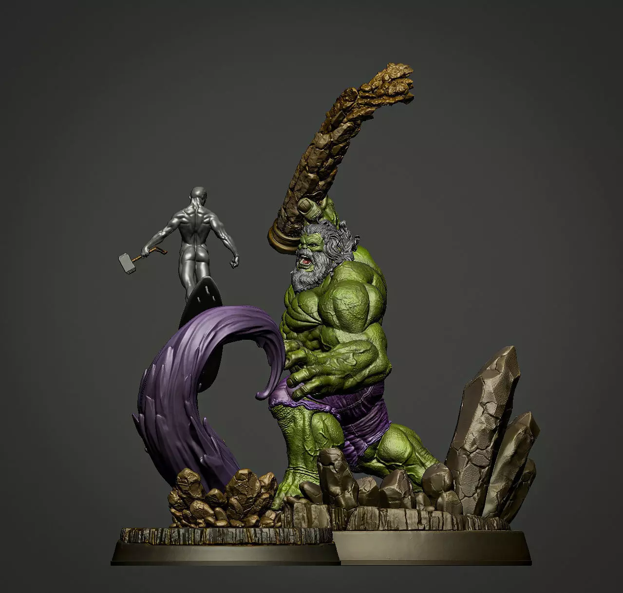 OLD HULK VS SILVER SURFER DIORAMA BY CREATIVE GEEK MB 3D print model_7