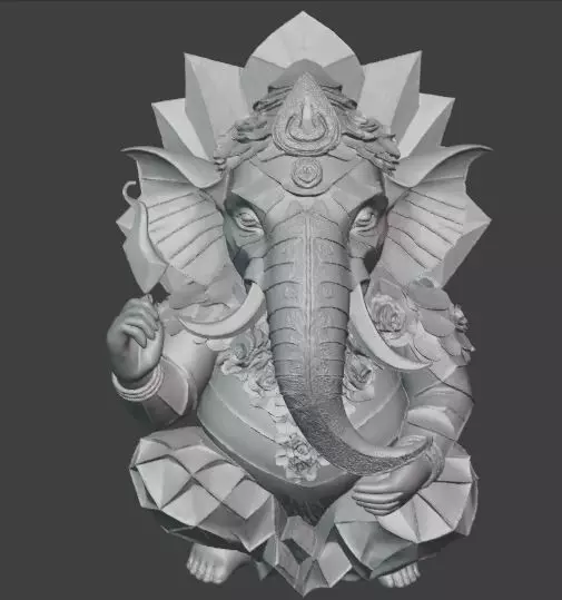 Bali Style Low Poly Lord Ganesha 3D print model_0