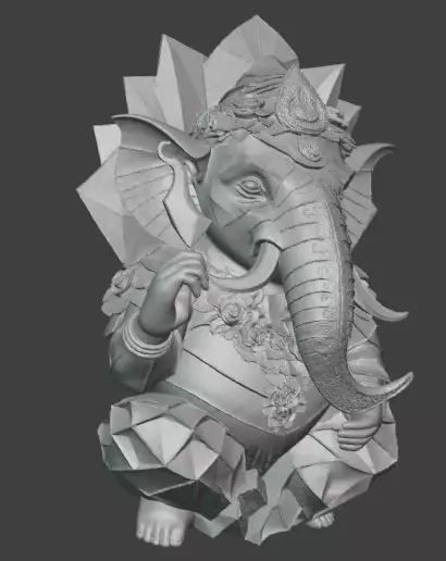 Bali Style Low Poly Lord Ganesha 3D print model_2