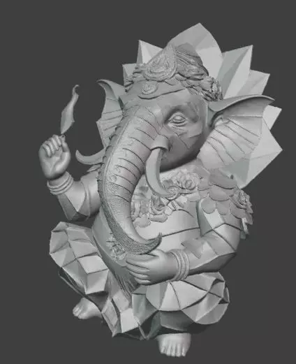 Bali Style Low Poly Lord Ganesha 3D print model_1