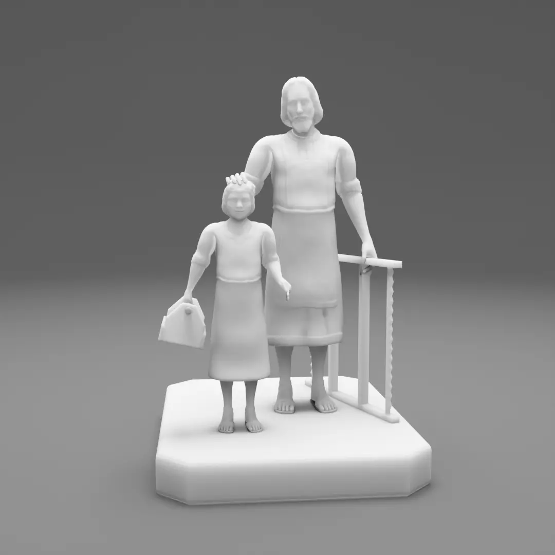 Saint Joseph and Child Jesus 3D print model_0