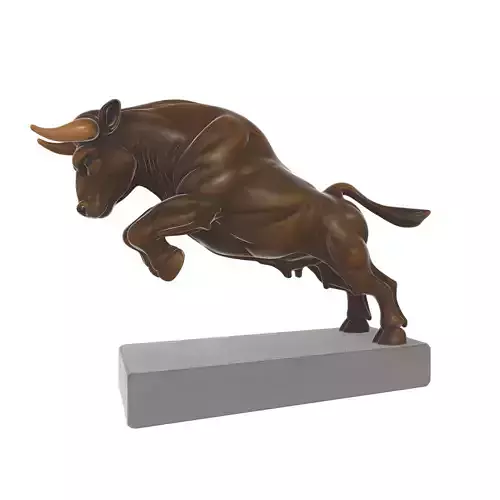 Charging Bull Sculpture Dynamic Bronze-Style Statue 3D print model