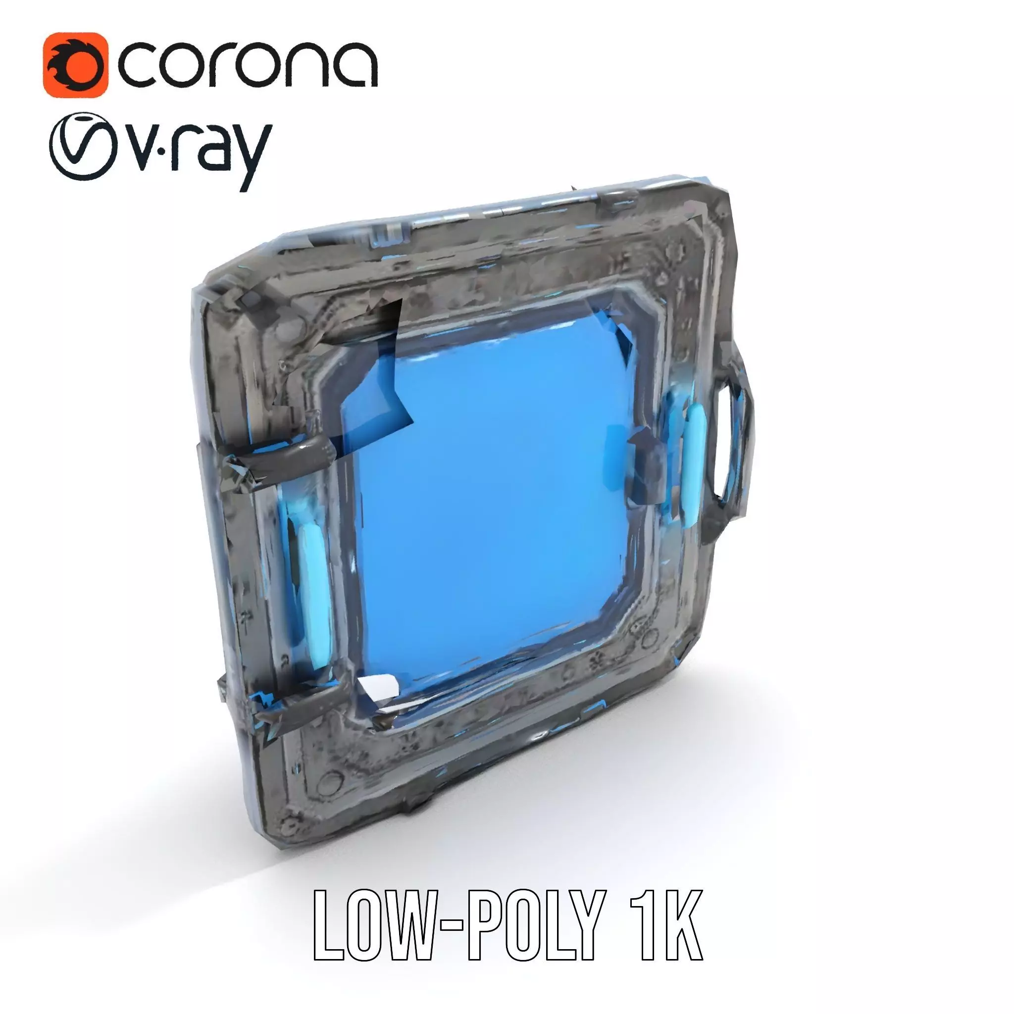 Futuristic SciFi Door Model Pack with Blue Glow Low-poly 3D model_9