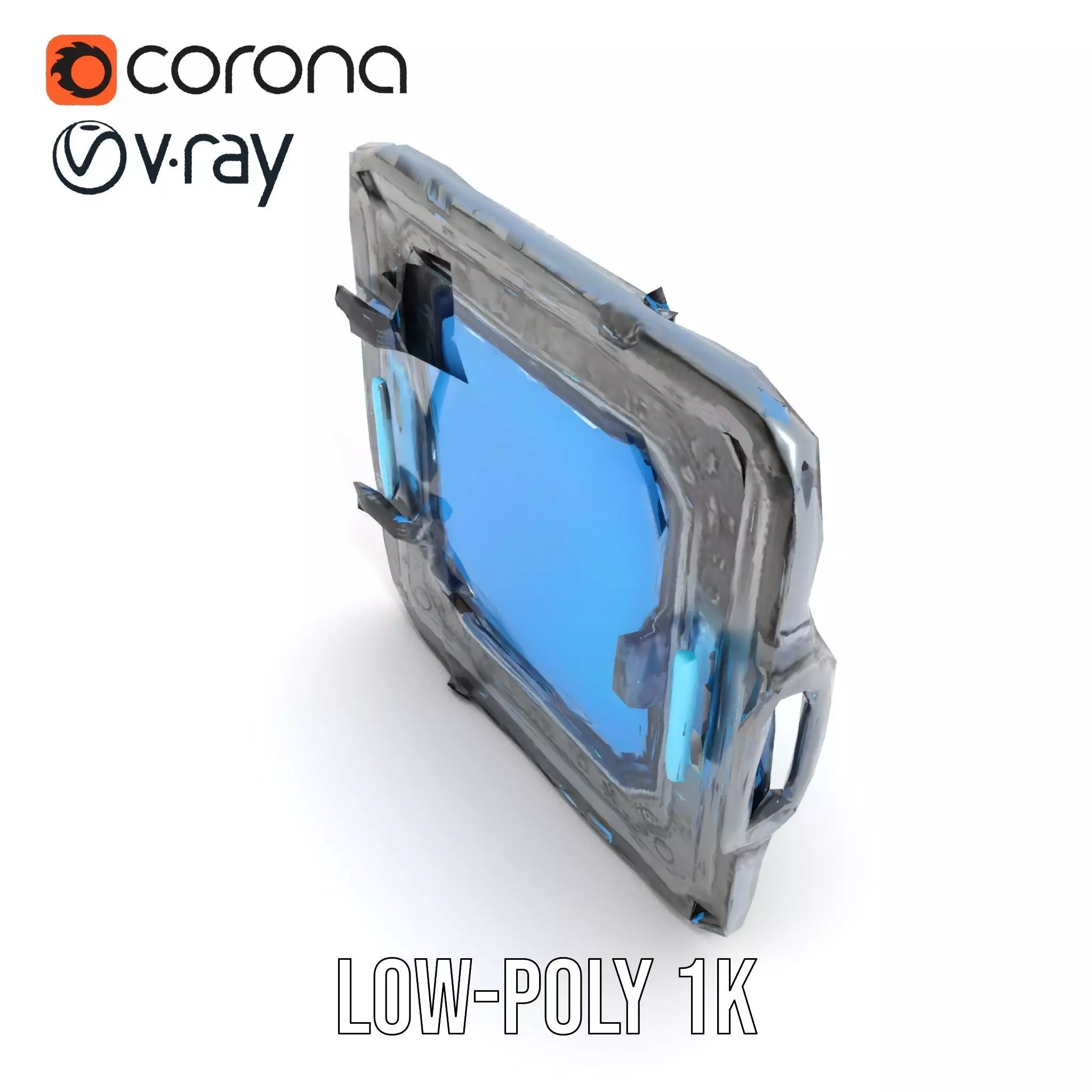 Futuristic SciFi Door Model Pack with Blue Glow Low-poly 3D model_14