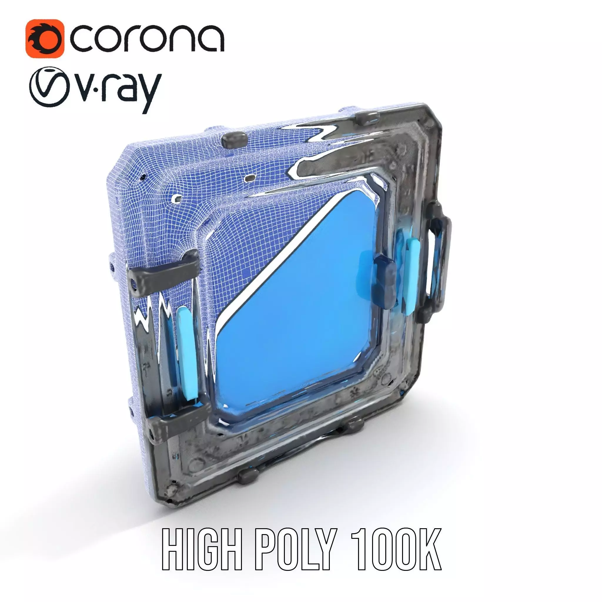 Futuristic SciFi Door Model Pack with Blue Glow Low-poly 3D model_34