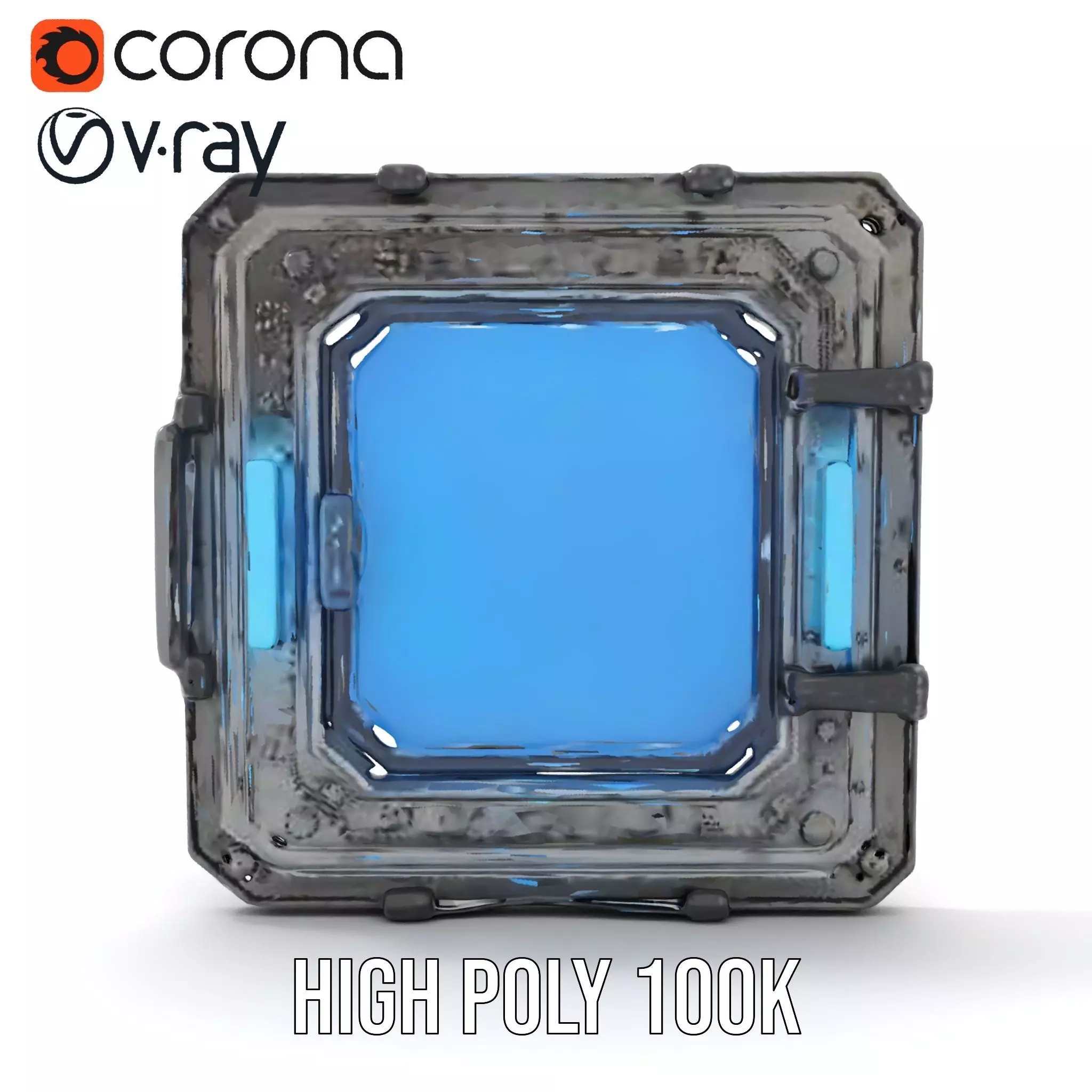 Futuristic SciFi Door Model Pack with Blue Glow Low-poly 3D model_10