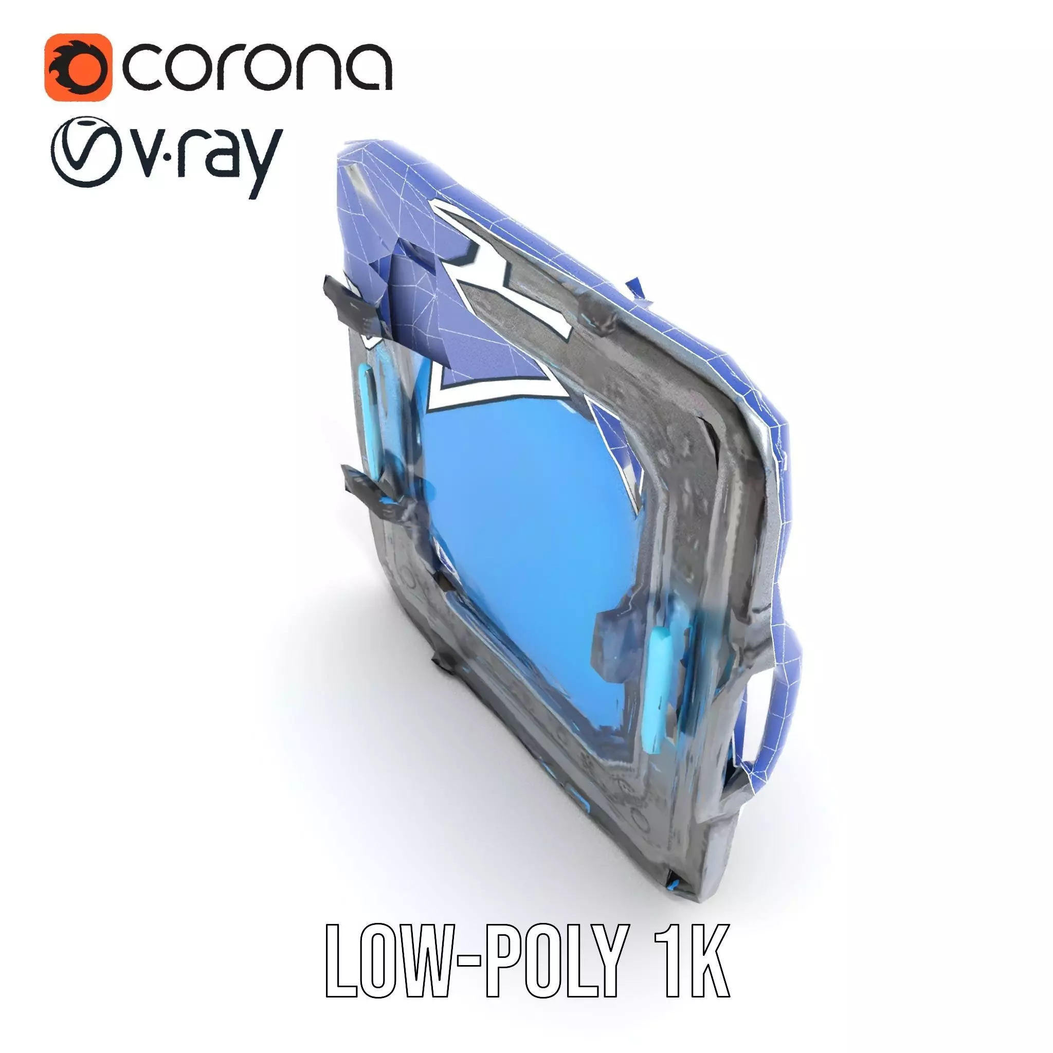 Futuristic SciFi Door Model Pack with Blue Glow Low-poly 3D model_26