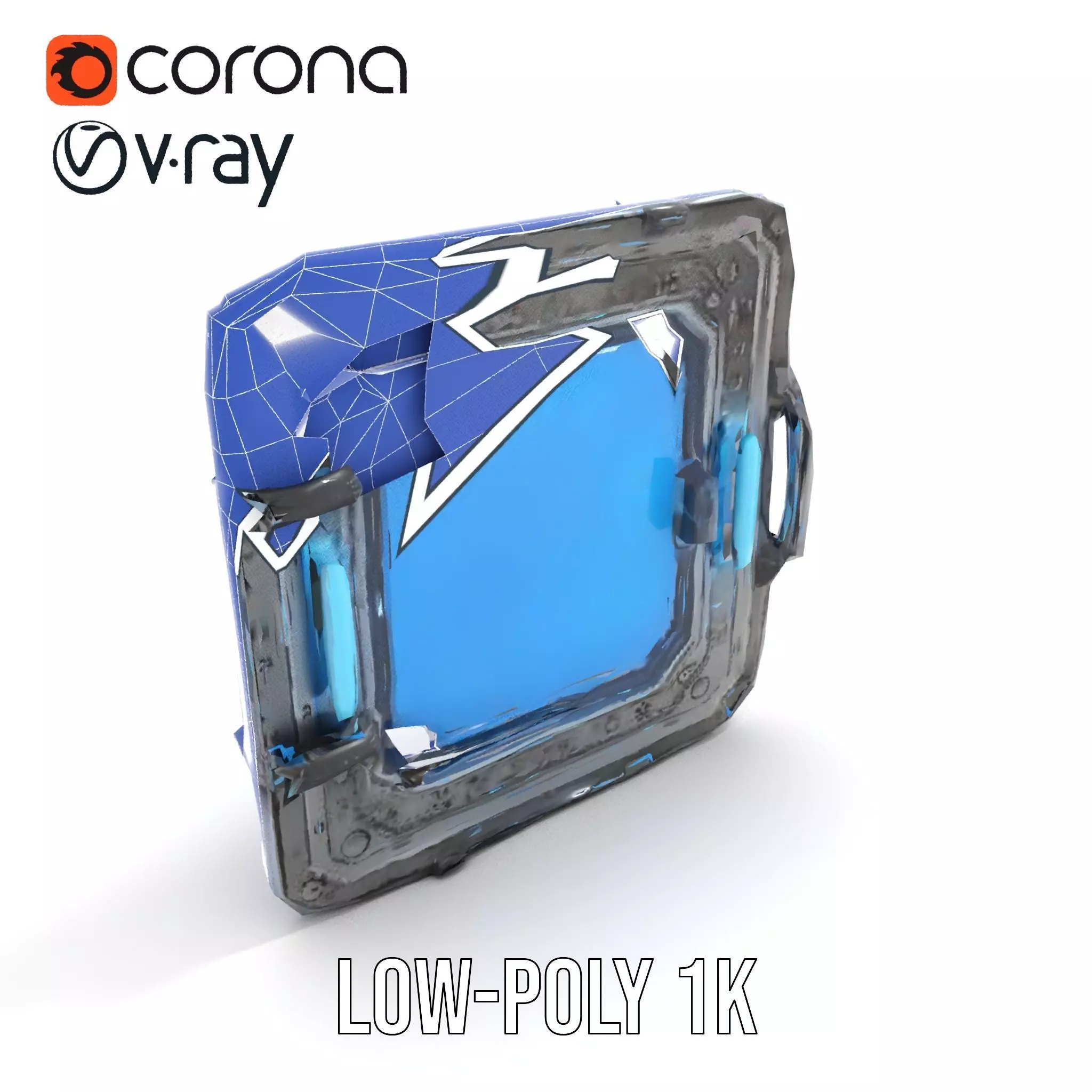 Futuristic SciFi Door Model Pack with Blue Glow Low-poly 3D model_17