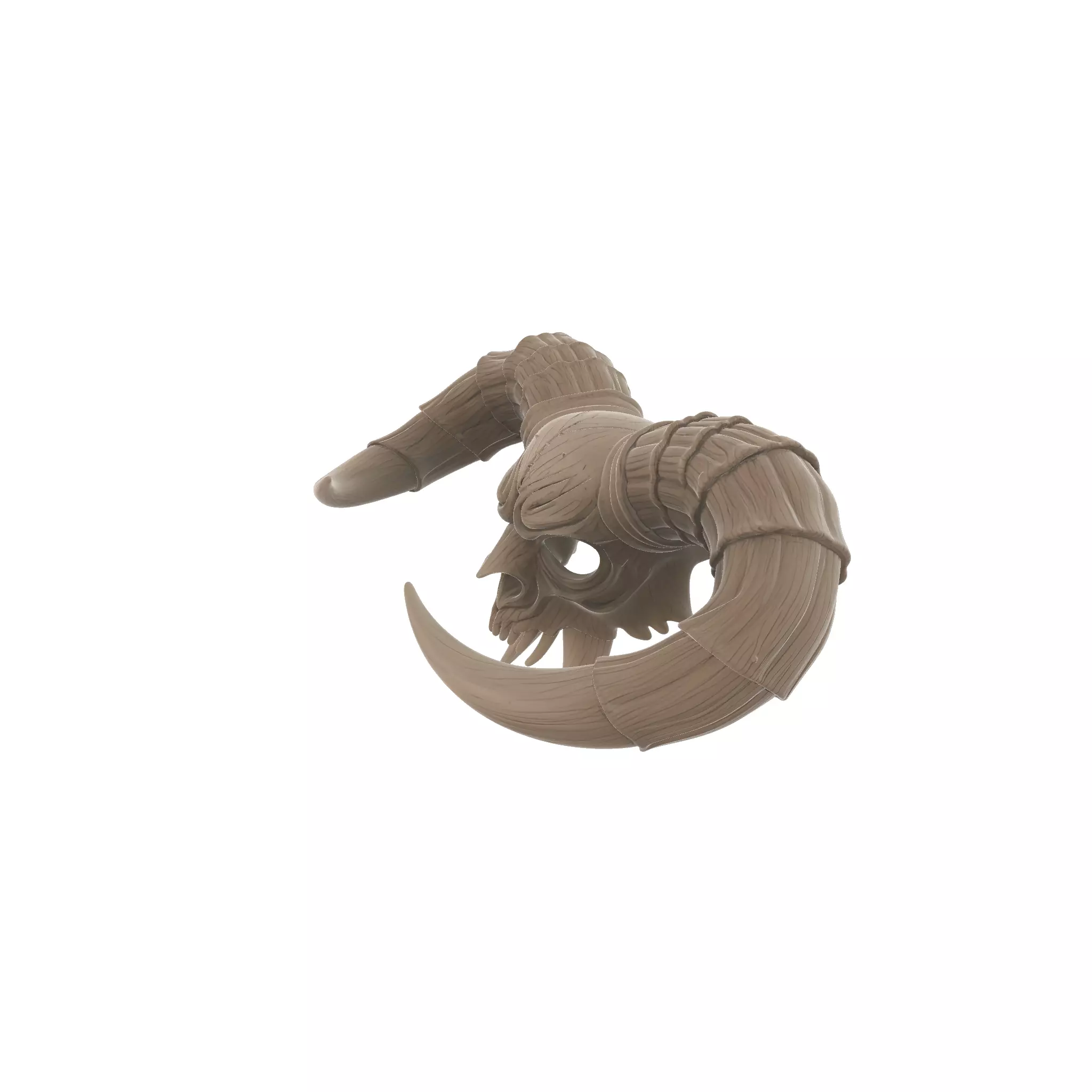 Demonic Ram Skull Mask with Fangs Fantasy Horror 3D print model_2