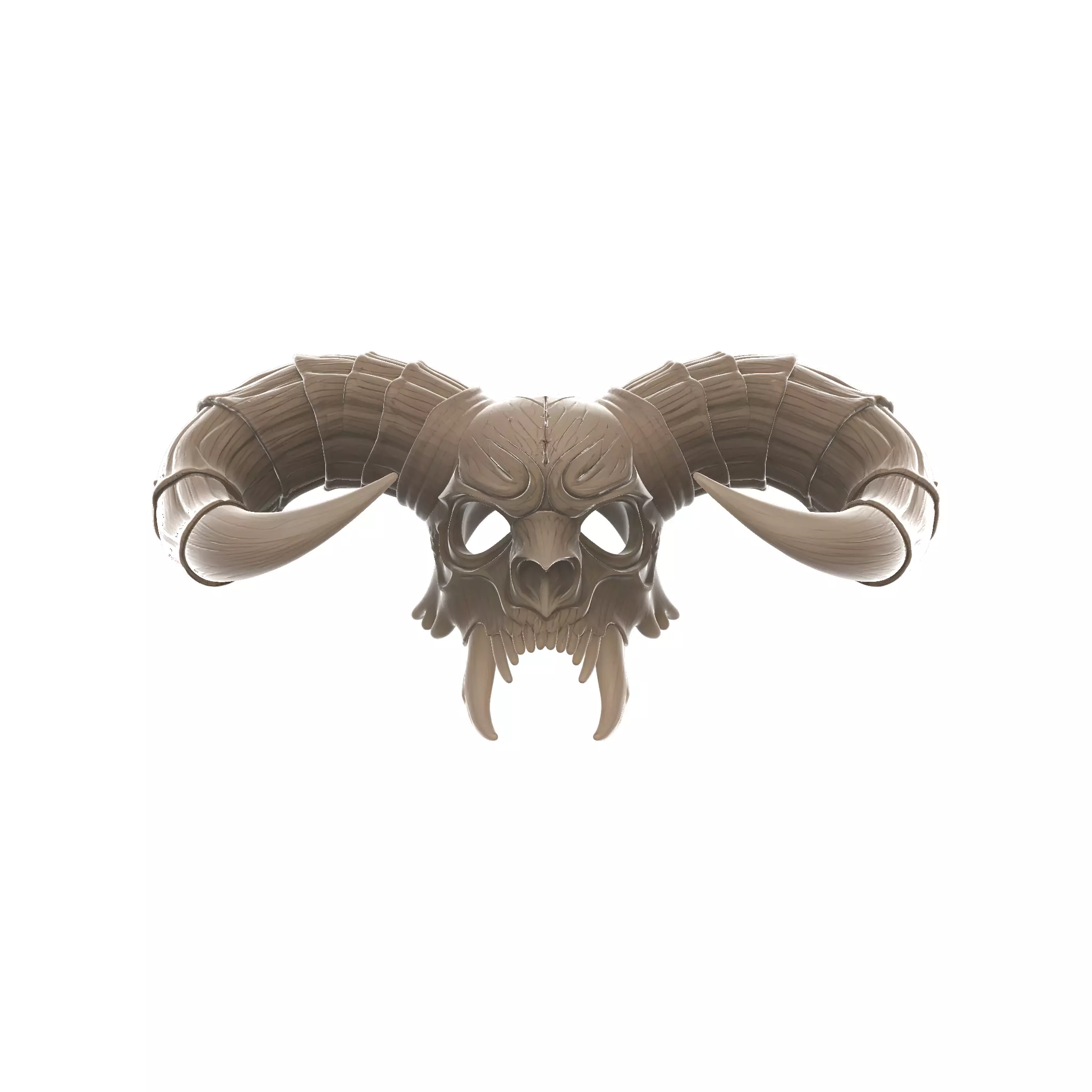 Demonic Ram Skull Mask with Fangs Fantasy Horror 3D print model_0
