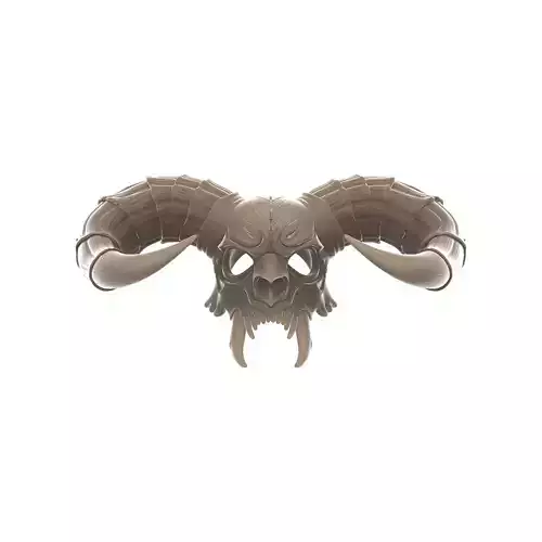 Demonic Ram Skull Mask with Fangs Fantasy Horror 3D print model