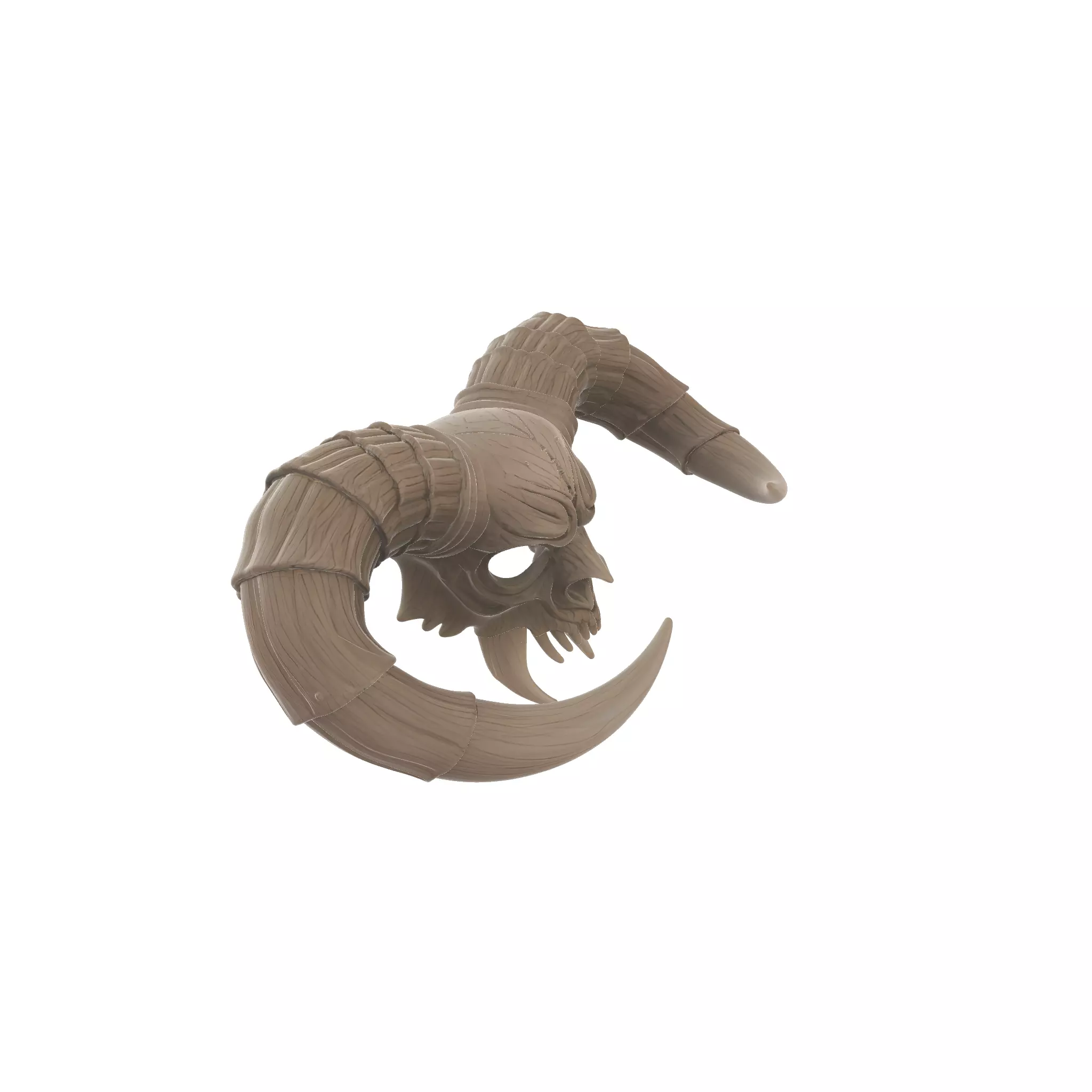 Demonic Ram Skull Mask with Fangs Fantasy Horror 3D print model_1