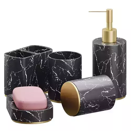 5 Piece Bathroom Counter Top Accessory Set 3D model