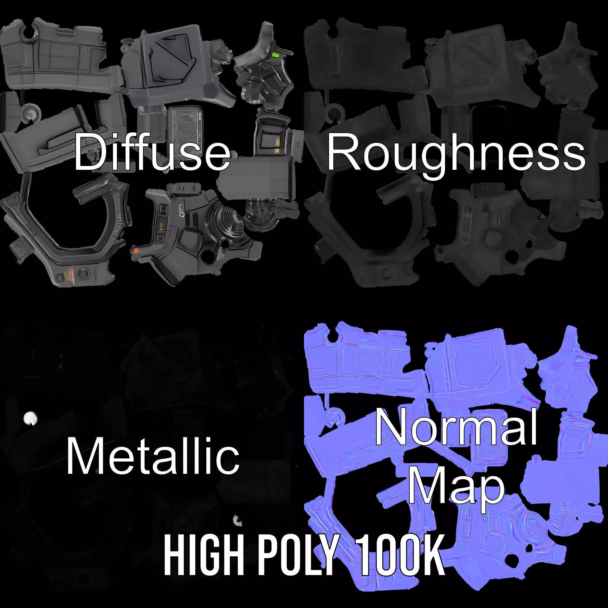 Retro Futuristic Device Model Pack Low-poly 3D model_4