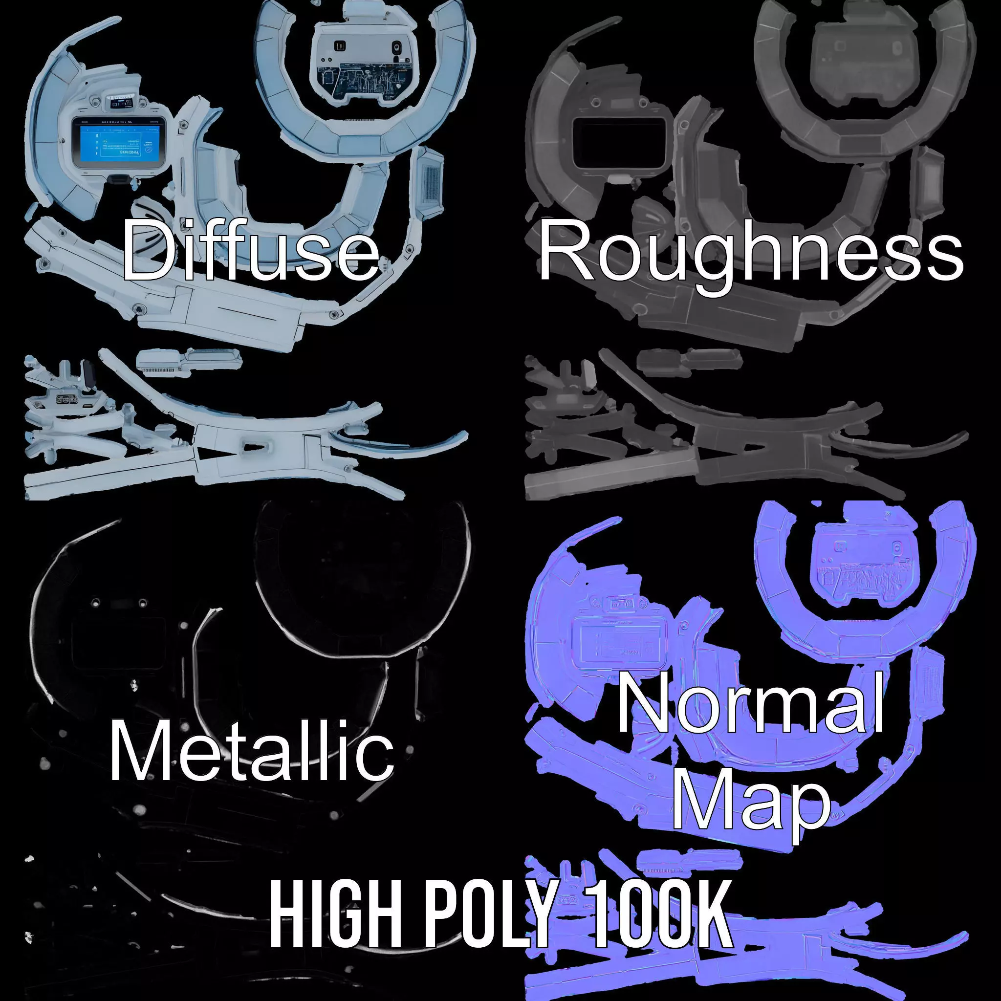 Futuristic WallMounted Interface model pack Low-poly 3D model_4