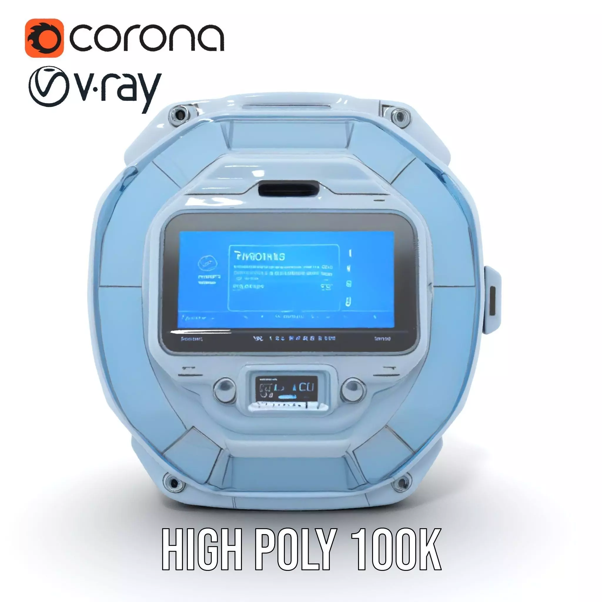 Futuristic WallMounted Interface model pack Low-poly 3D model_34