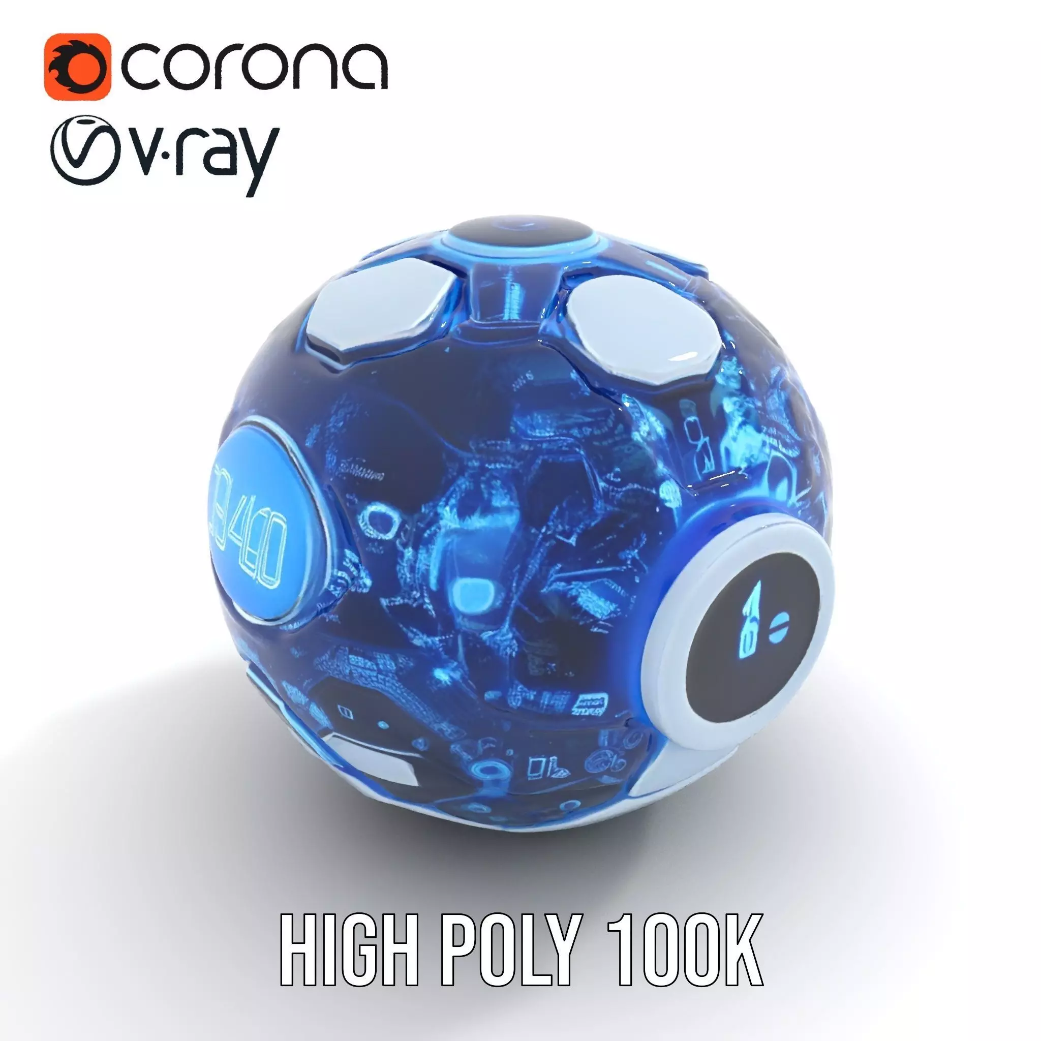 Holographic Interface Sphere Model Pack Low-poly 3D model_18