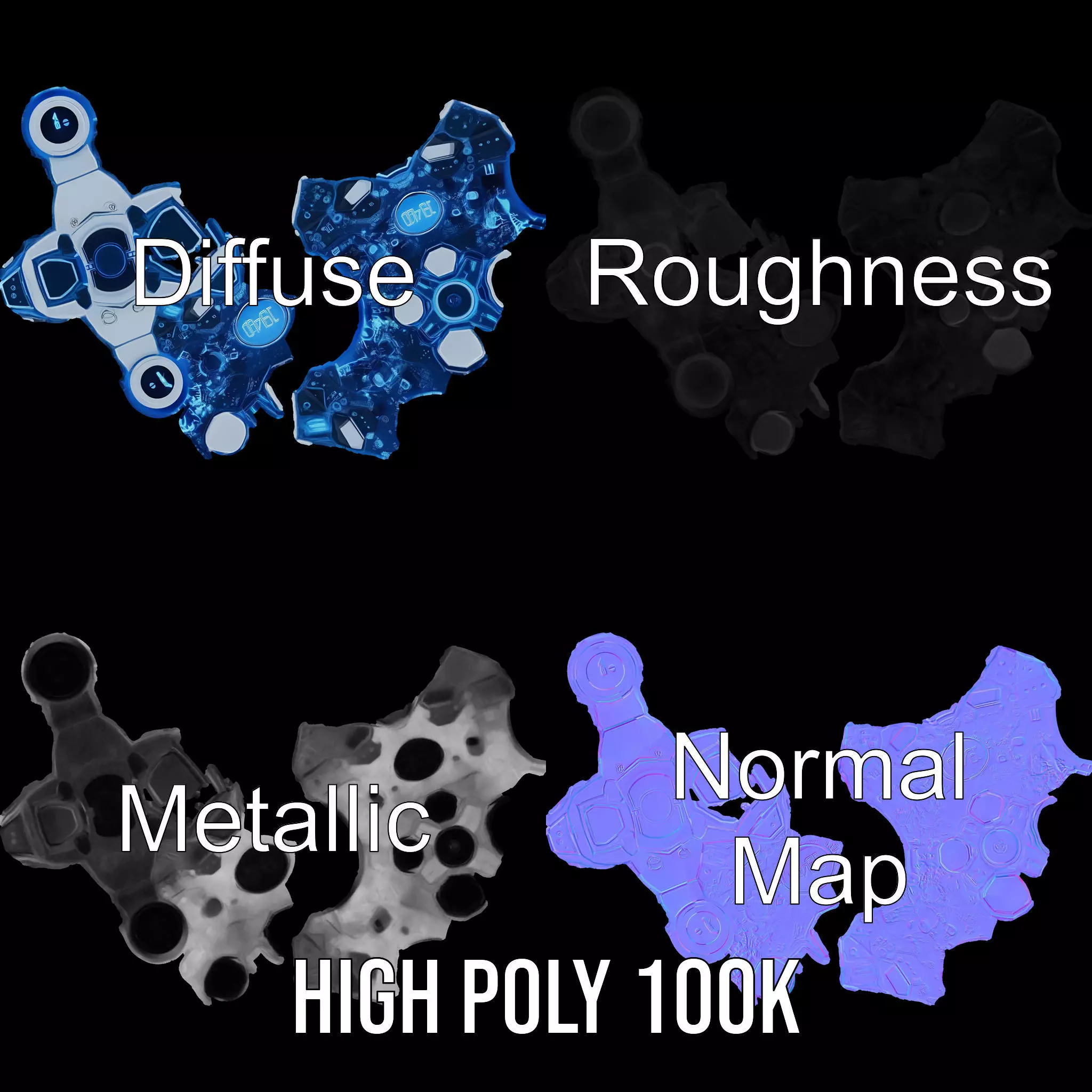 Holographic Interface Sphere Model Pack Low-poly 3D model_4