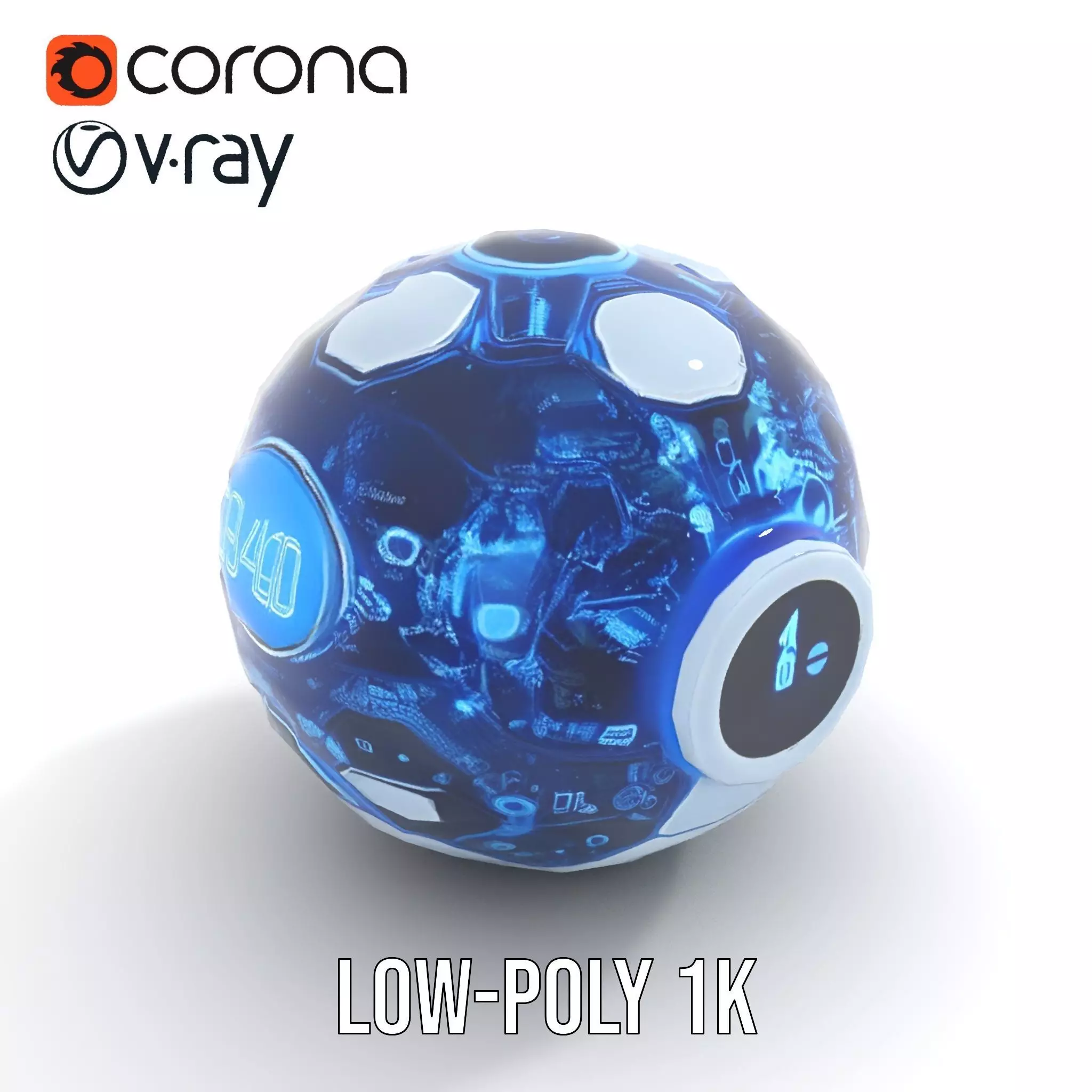 Holographic Interface Sphere Model Pack Low-poly 3D model_8