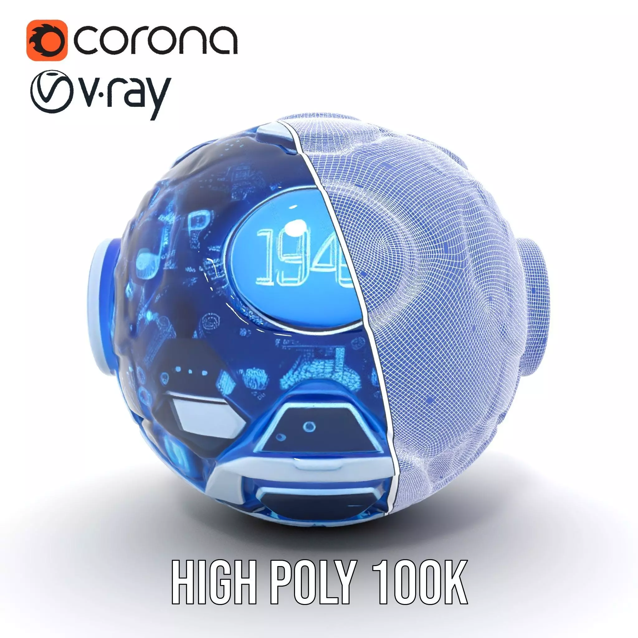Holographic Interface Sphere Model Pack Low-poly 3D model_34