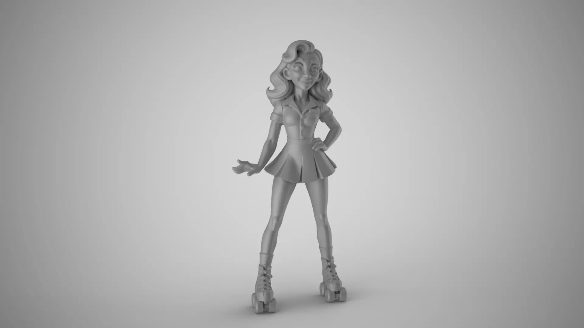 Roller Skating Waitress 3D print model_0