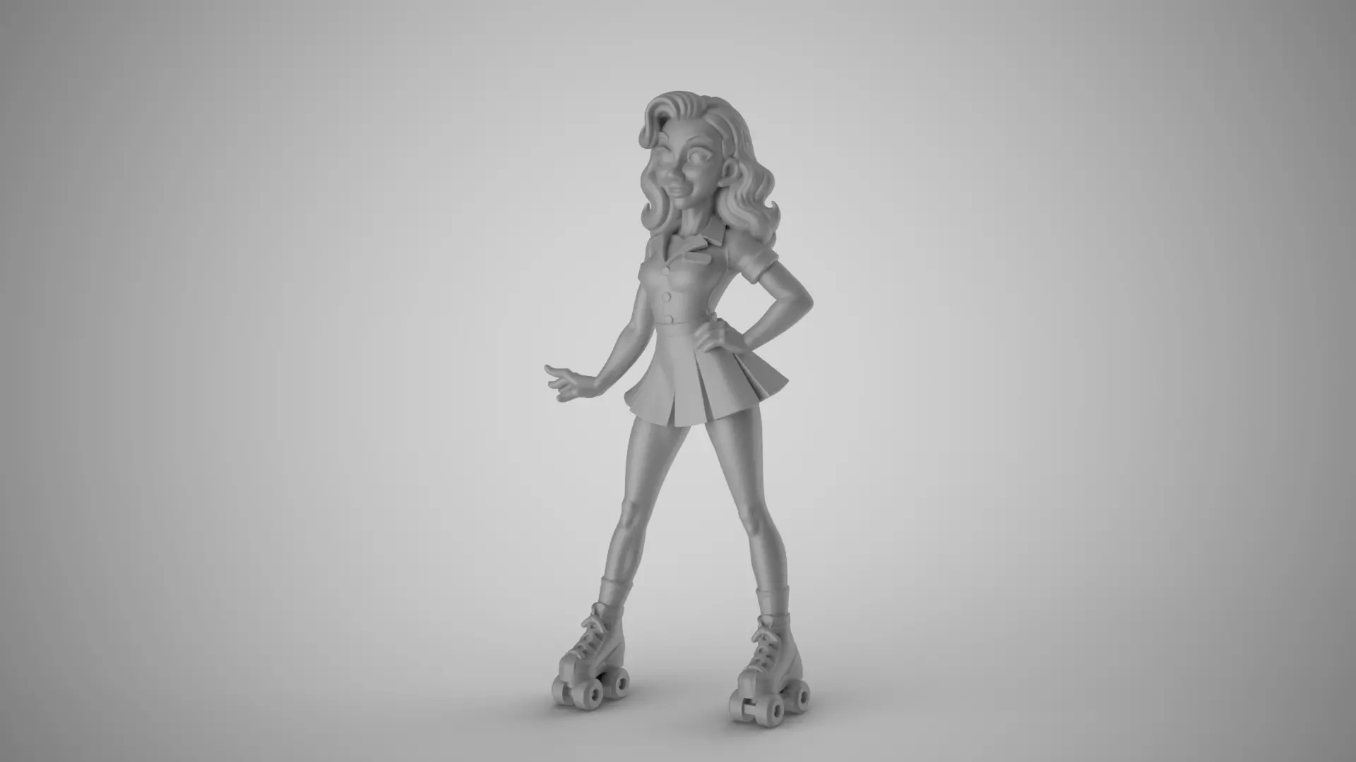 Roller Skating Waitress 3D print model_7