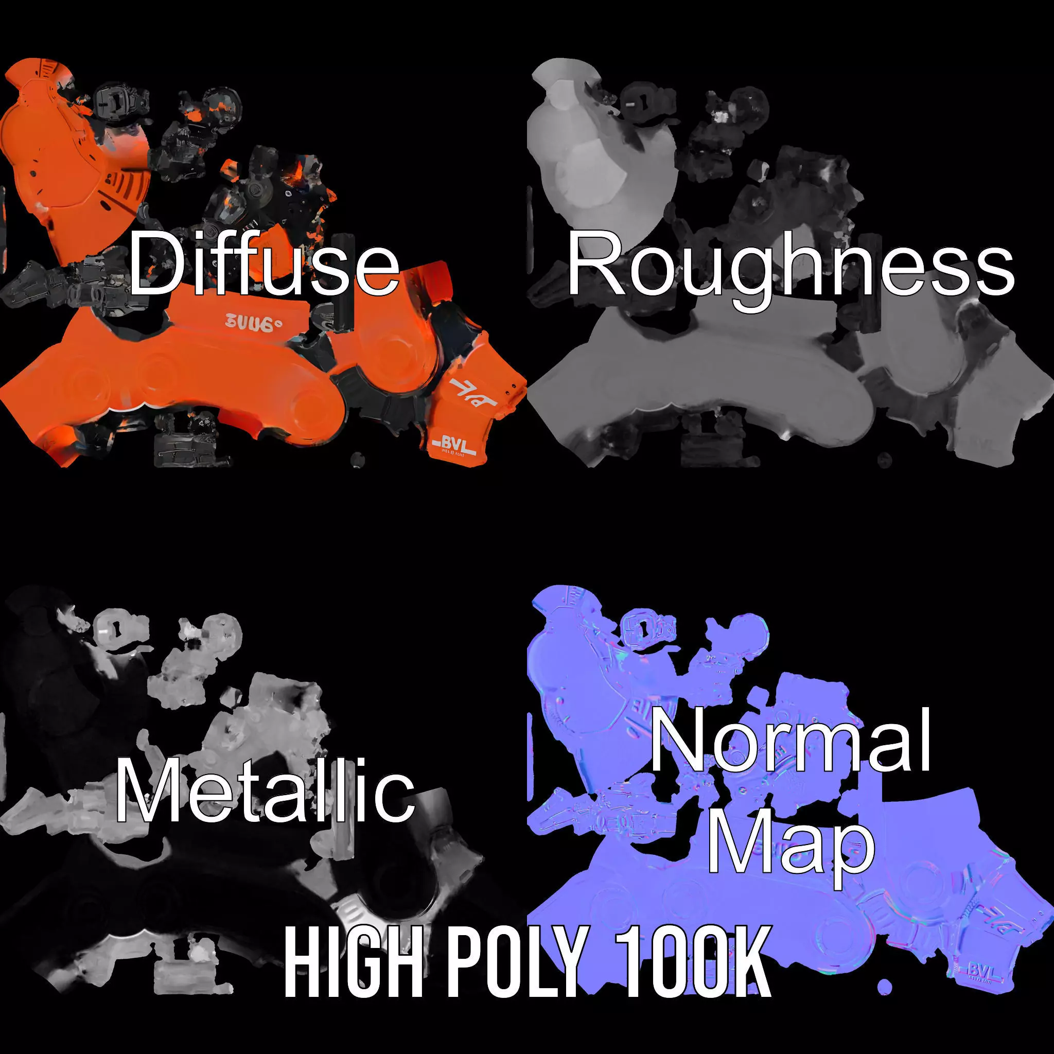 Mechanical Robotic Arm Model Pack Low-poly 3D model_4