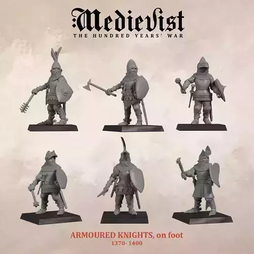 Armoured knights on foot late 14th century 3D print model
