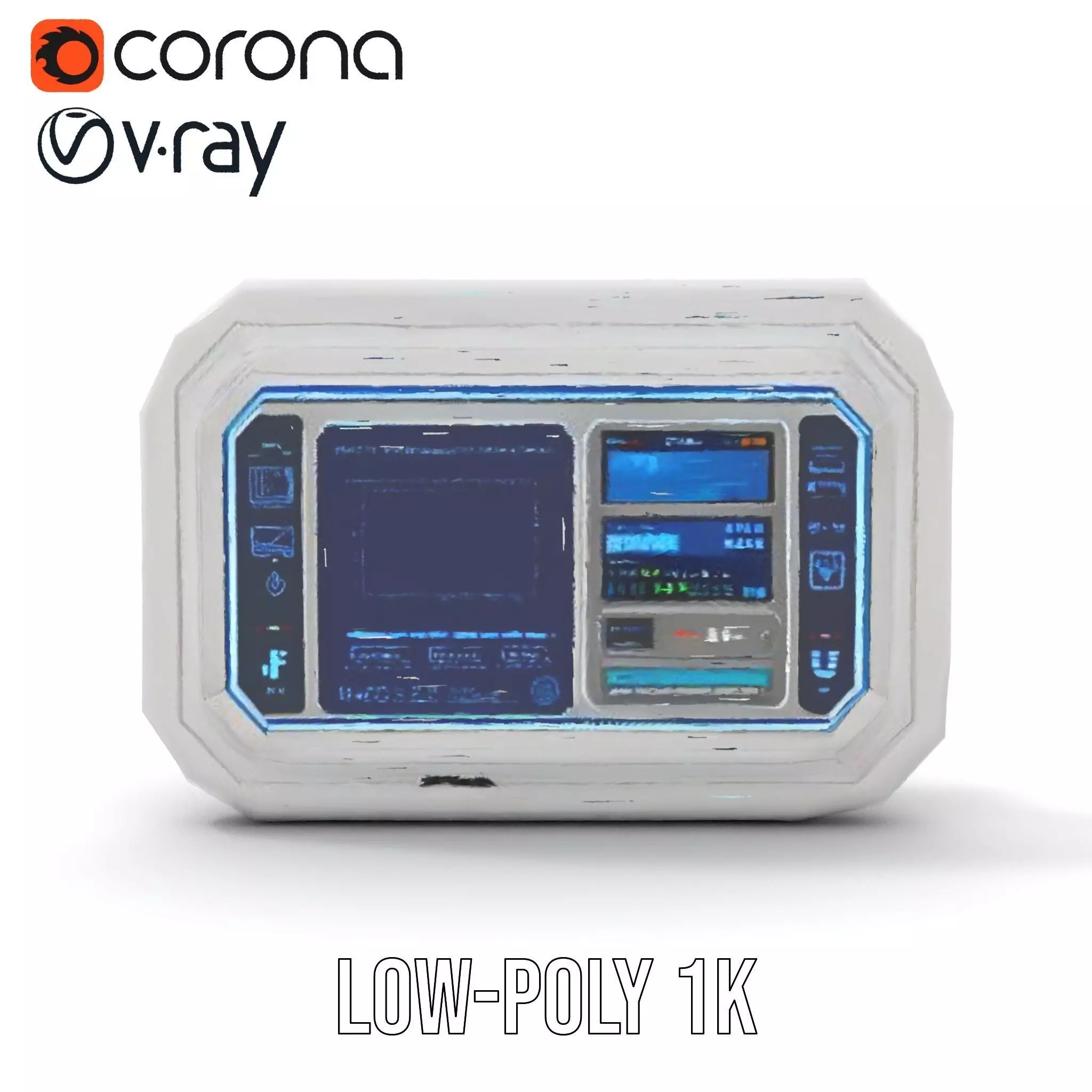 Futuristic Control Panel model pack Low-poly 3D model_8