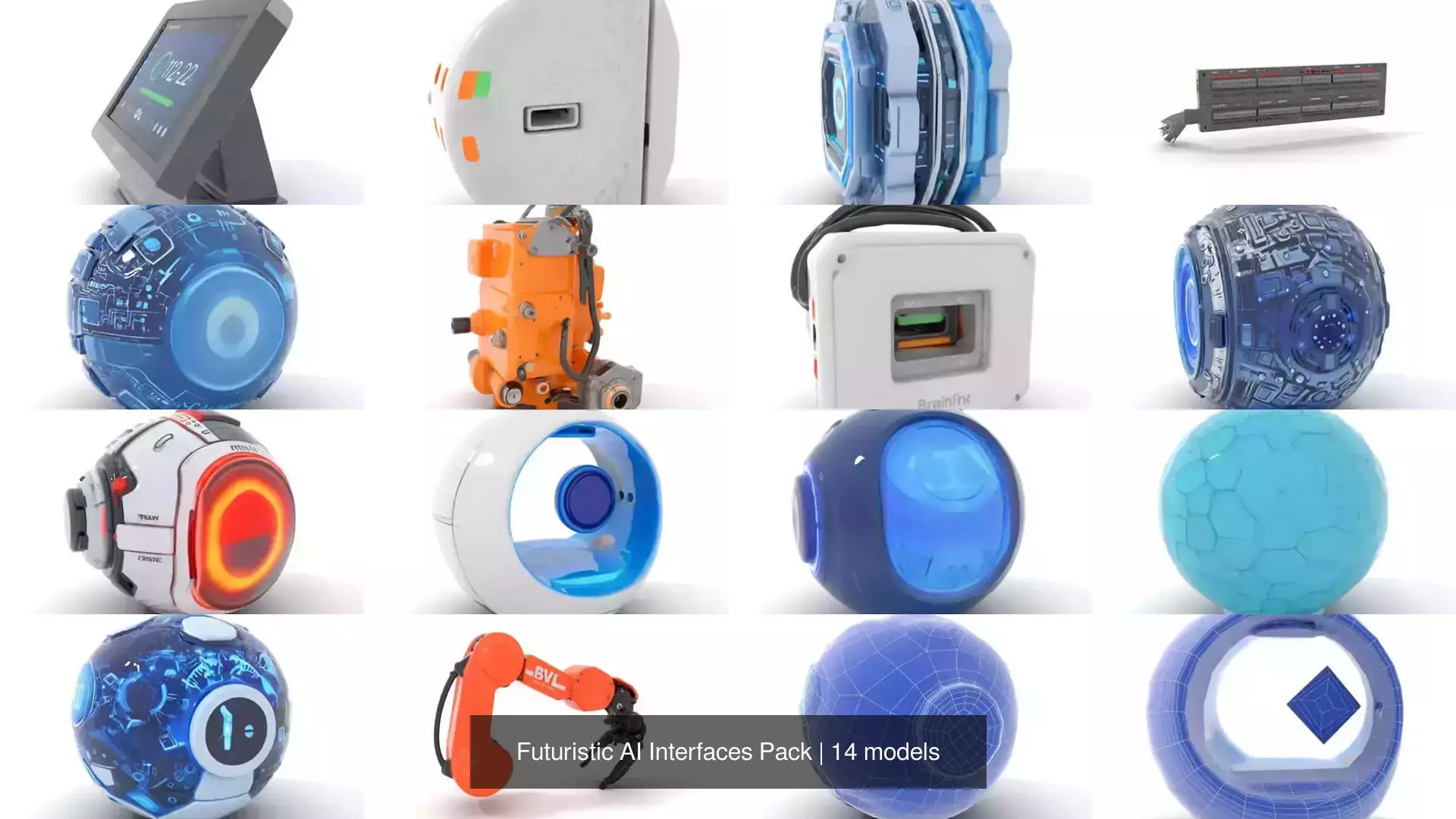 Futuristic AI Interfaces Pack 3D Model Collection_0