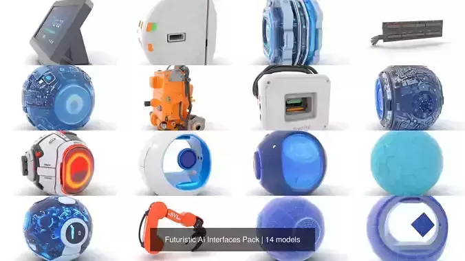 Futuristic AI Interfaces Pack 3D Model Collection